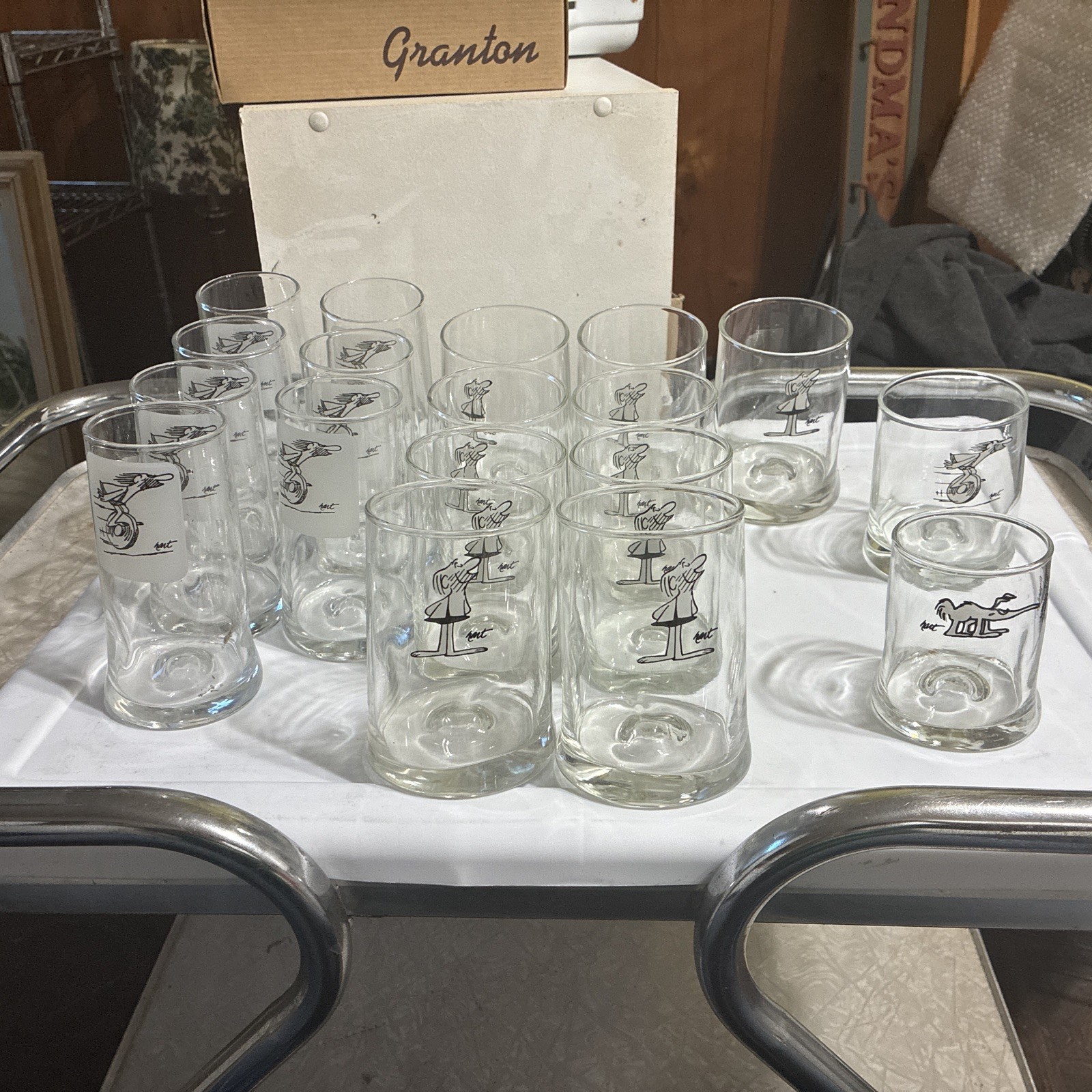 Vintage B.C. Comic Strip Promo Glass Clear With Black and White 18 piece set