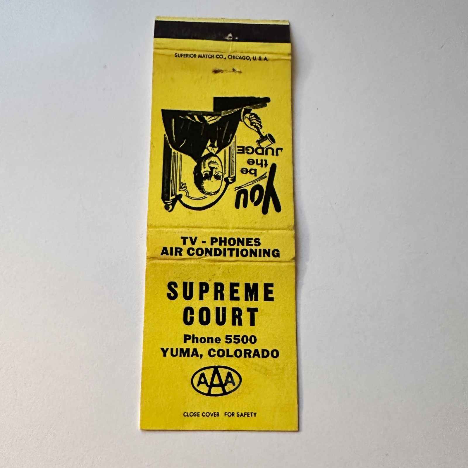 Supreme Court in Yuma CO Vintage Matchbook Cover 5MB125-1