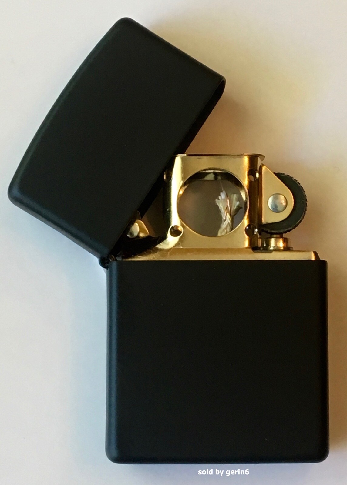Zippo Windproof Black Matte Lighter With GOLD Pipe Insert, 218GPI, New In Box Zippo Windproof Black Matte Lighter With GOLD Pipe Insert, 218GPI, New In Box