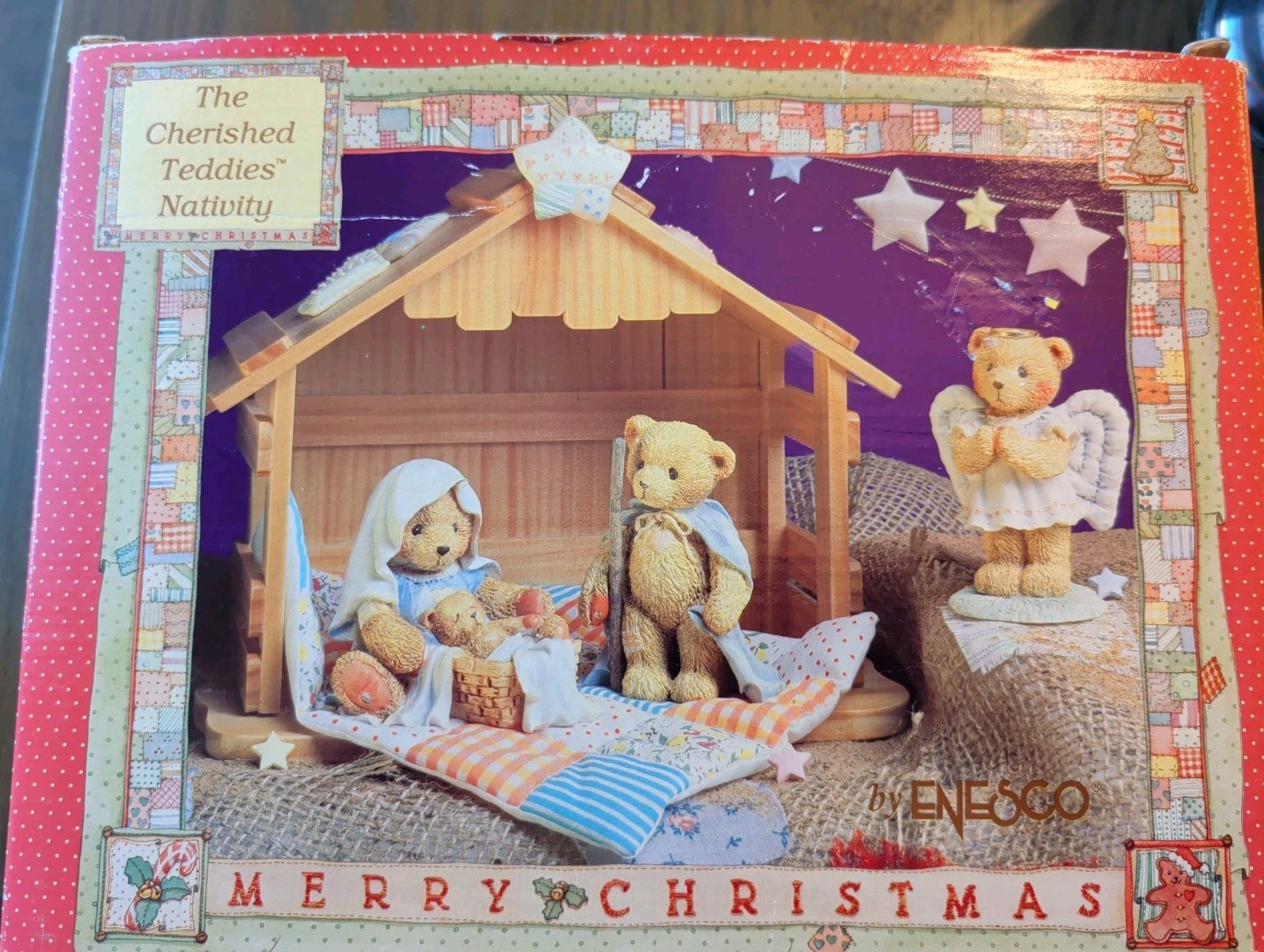 VTG 1993 Enesco Cherished Teddies Nativity 4 Piece Set Complete Christmas