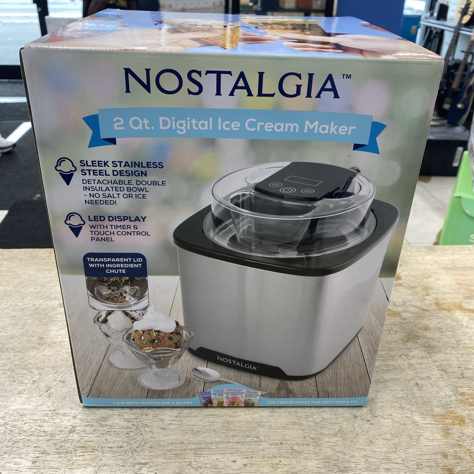 Nostalgia 2-Quart Electric Ice Cream Maker – Make Homemade Ice Cream, Gela