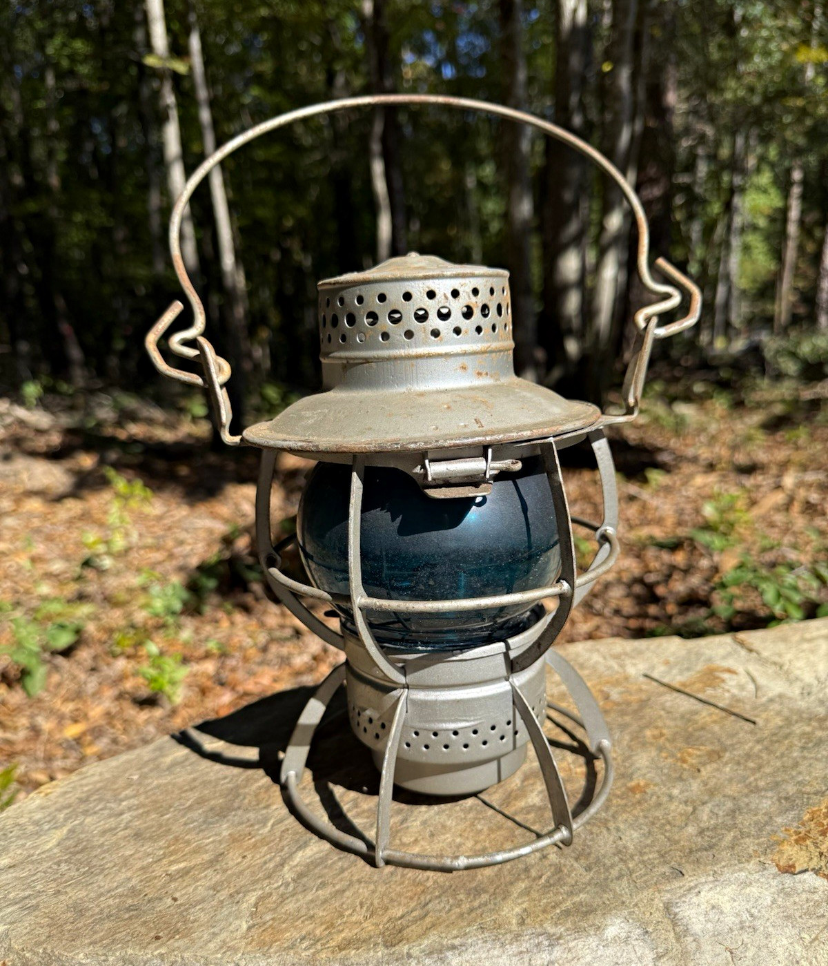 Antique Dressel Railroad Lantern – Arlington, NJ – Blue Glass Globe