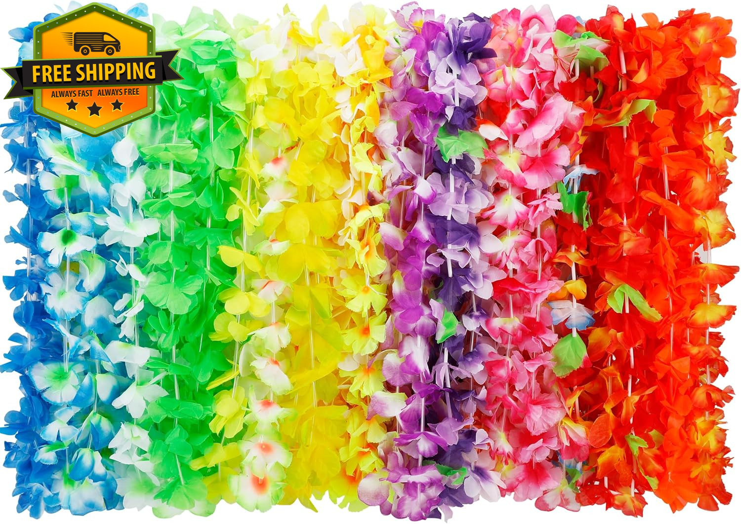 50pcs Hawaiian Flower Leis Bulk Luau Party Decor Tropical Beach Necklace