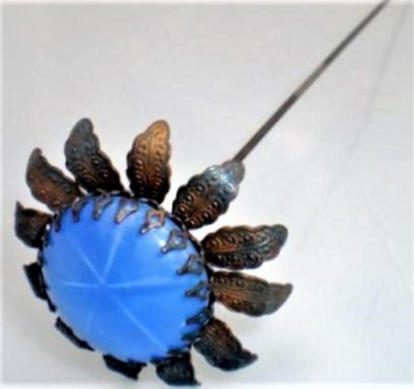 GORGEOUS BLUE SAPHIRE GLASS HATPIN HP-409