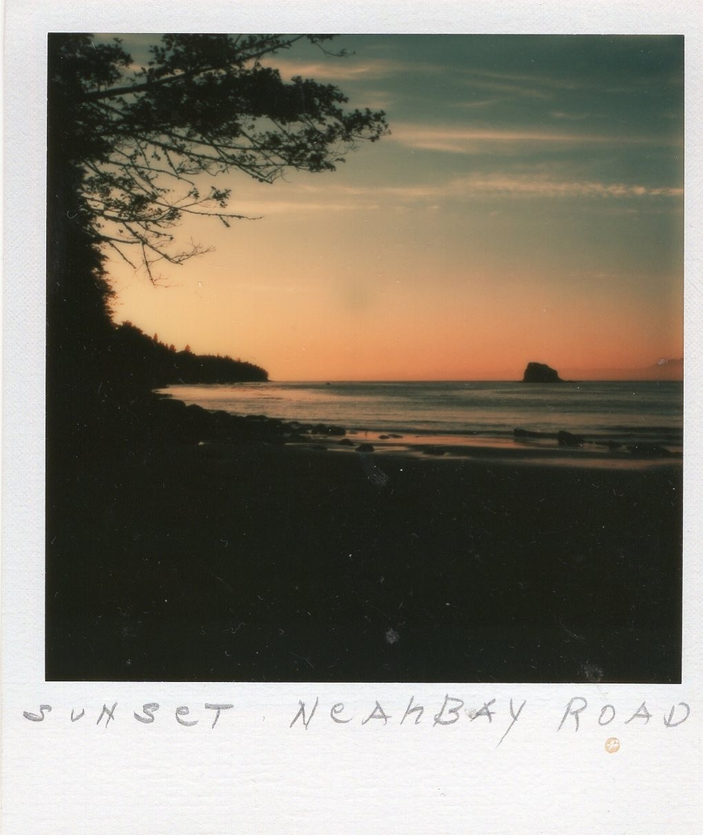 VINTAGE POLAROID PHOTO SUNSET BEACH BLUE SKY LANDSCAPE OCEAN BAY LAKE HORIZON
