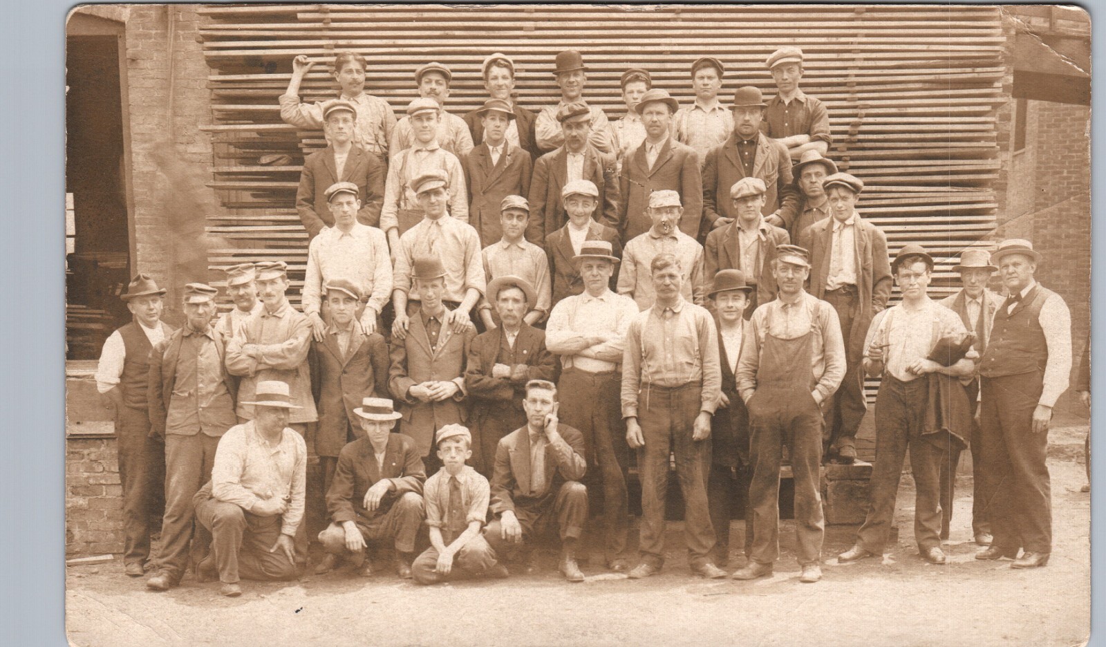 LUMBER YARD CREW c1910 real photo postcard rppc logging work sawmill job