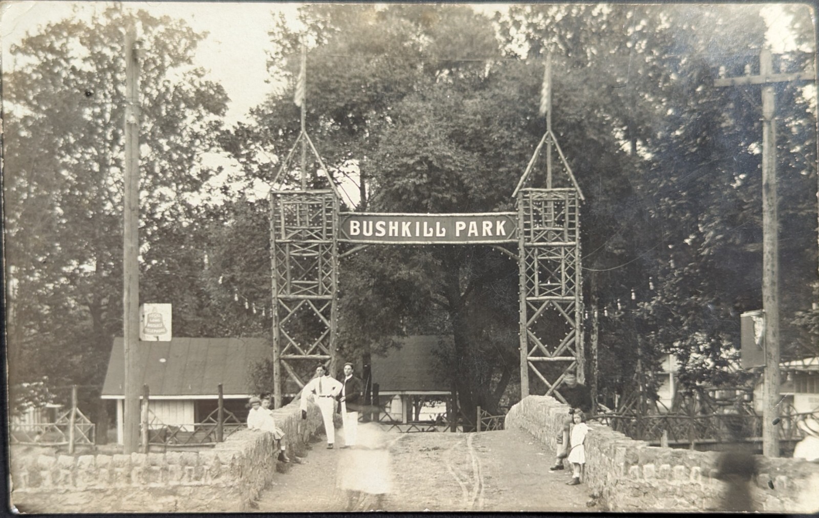 Postcard Real Photo Entrance to Bushkill Park Easton Pennsylvania 1907