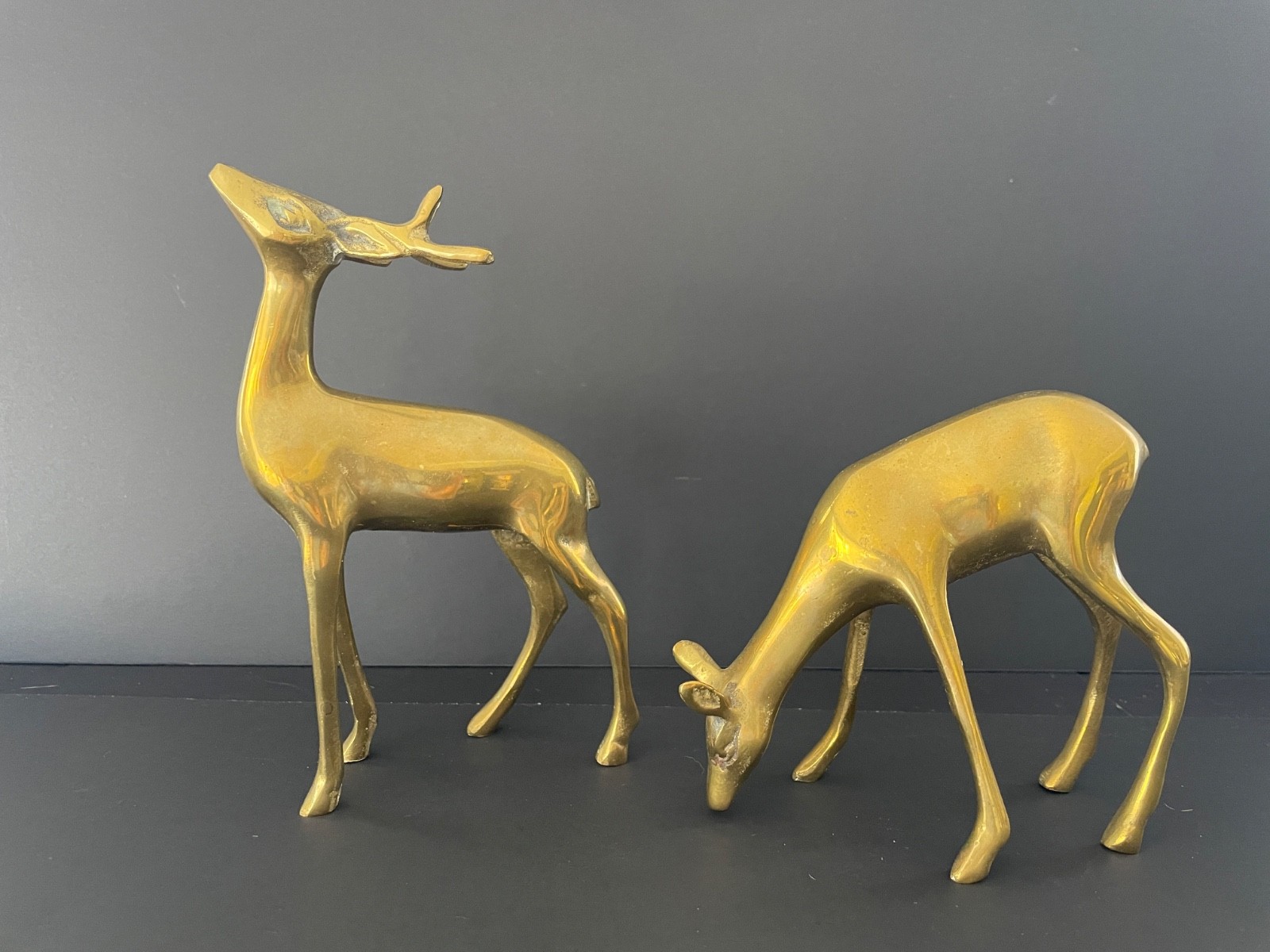 Vintage Brass Deer Buck Doe Reindeer 4 1/2\