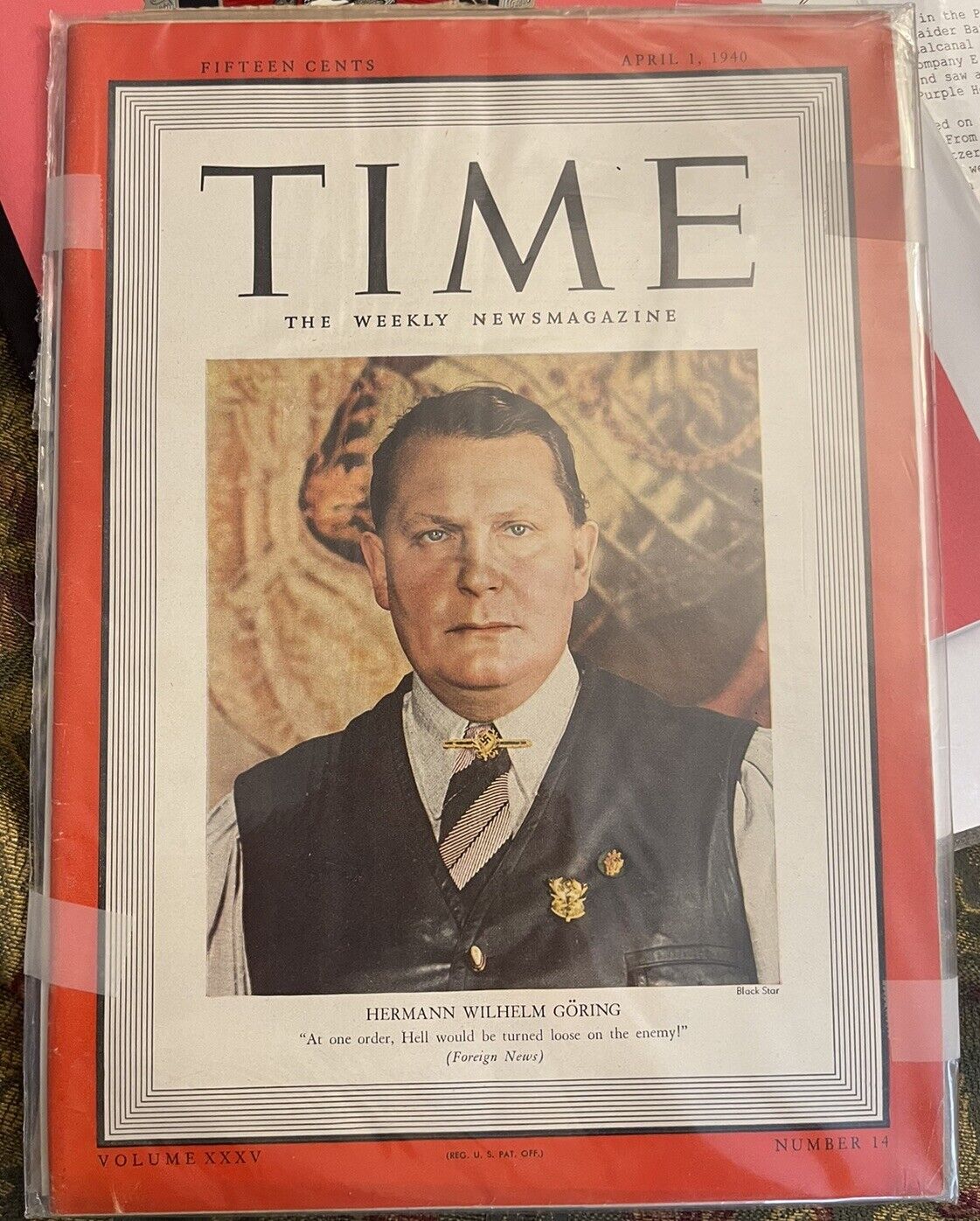 Time Magazine, April 1, 1940; WWII German Herman Goring