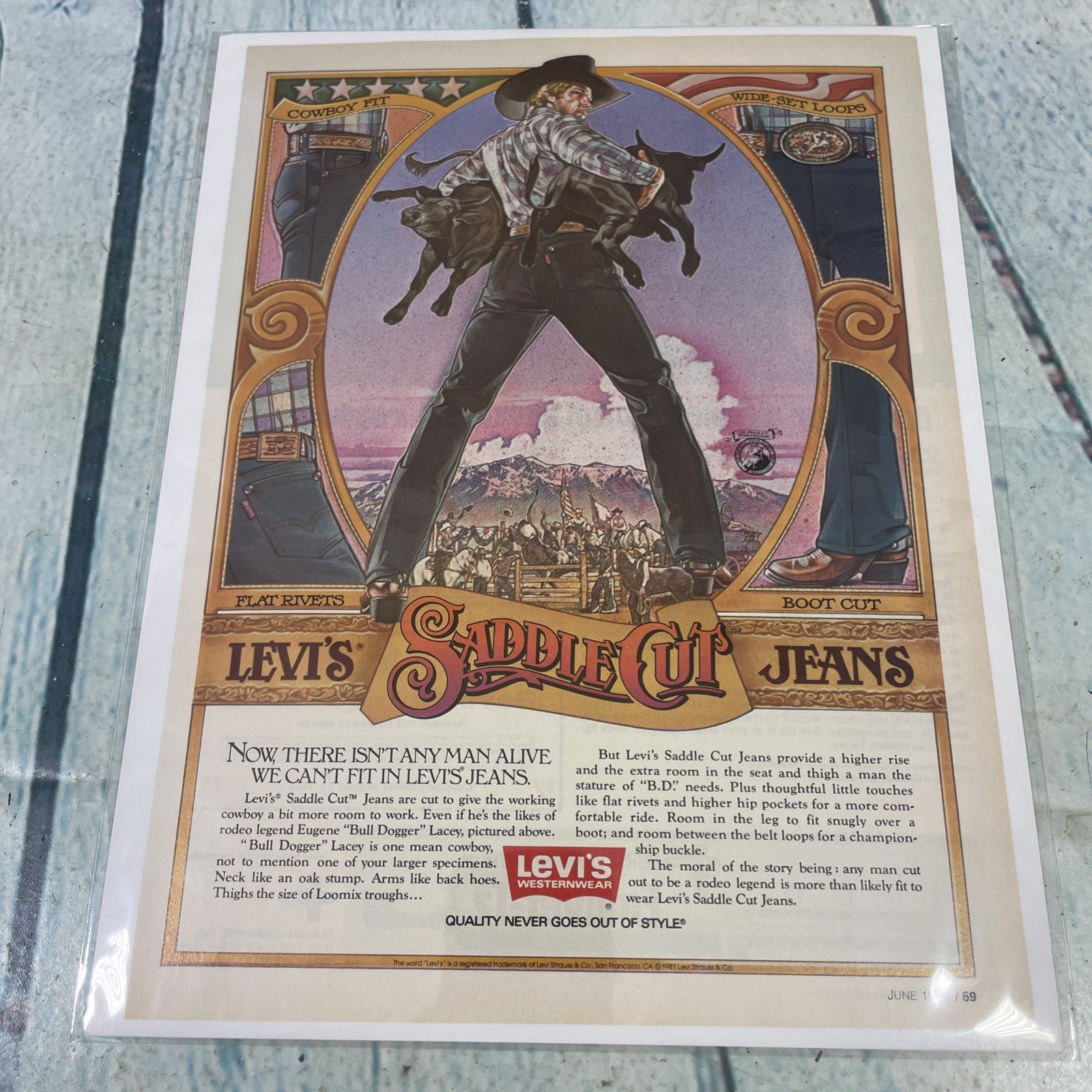 1984 Levi\'s Saddle Cut Jeans Vtg Print Ad/Poster Pinup Promo Art Magazine Page 1984 Levi\'s Saddle Cut Jeans Vtg Print Ad/Poster Pinup Promo Art Magazine Page