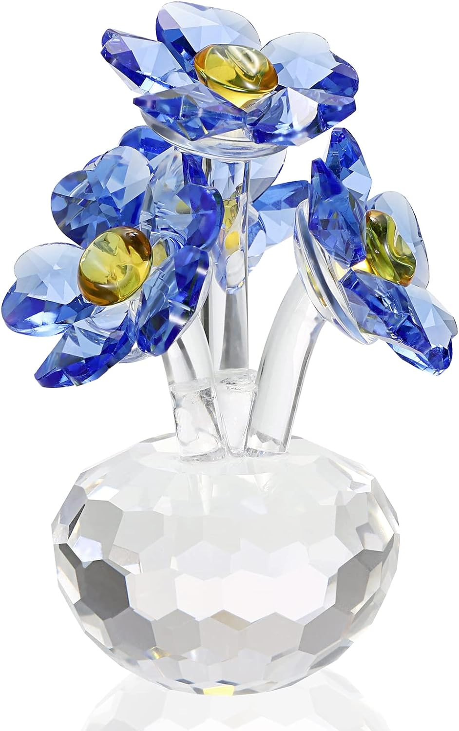 Ownmy 3 Inch Blue Crystal Forget Me Not Flowers Figurines Collectibles | Sparkle