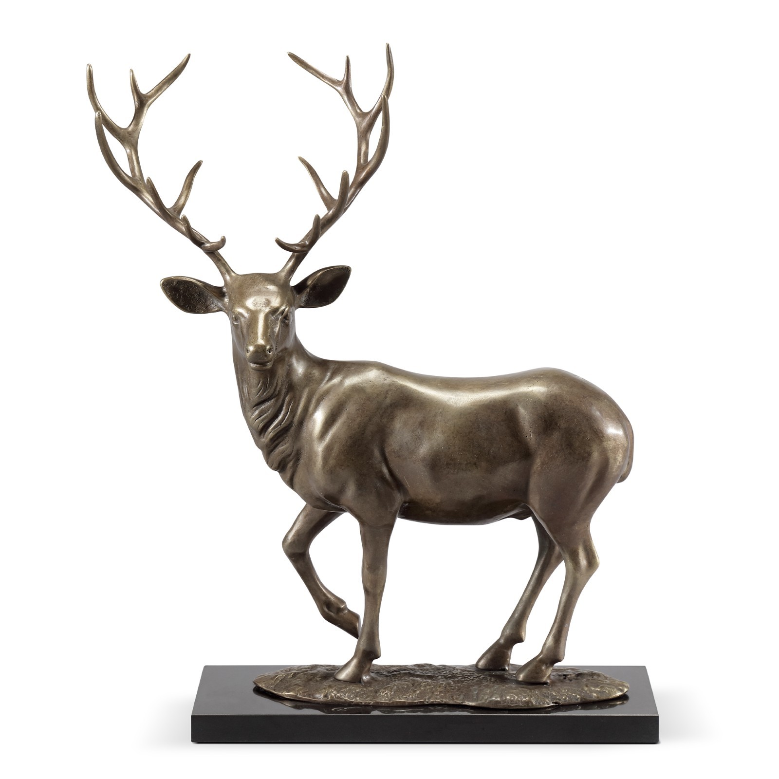 Woodland King Deer Brass Marble Sculpture Rustic Wildlife Decor Animal Statue Woodland King Deer Brass Marble Sculpture Rustic Wildlife Decor Animal Statue