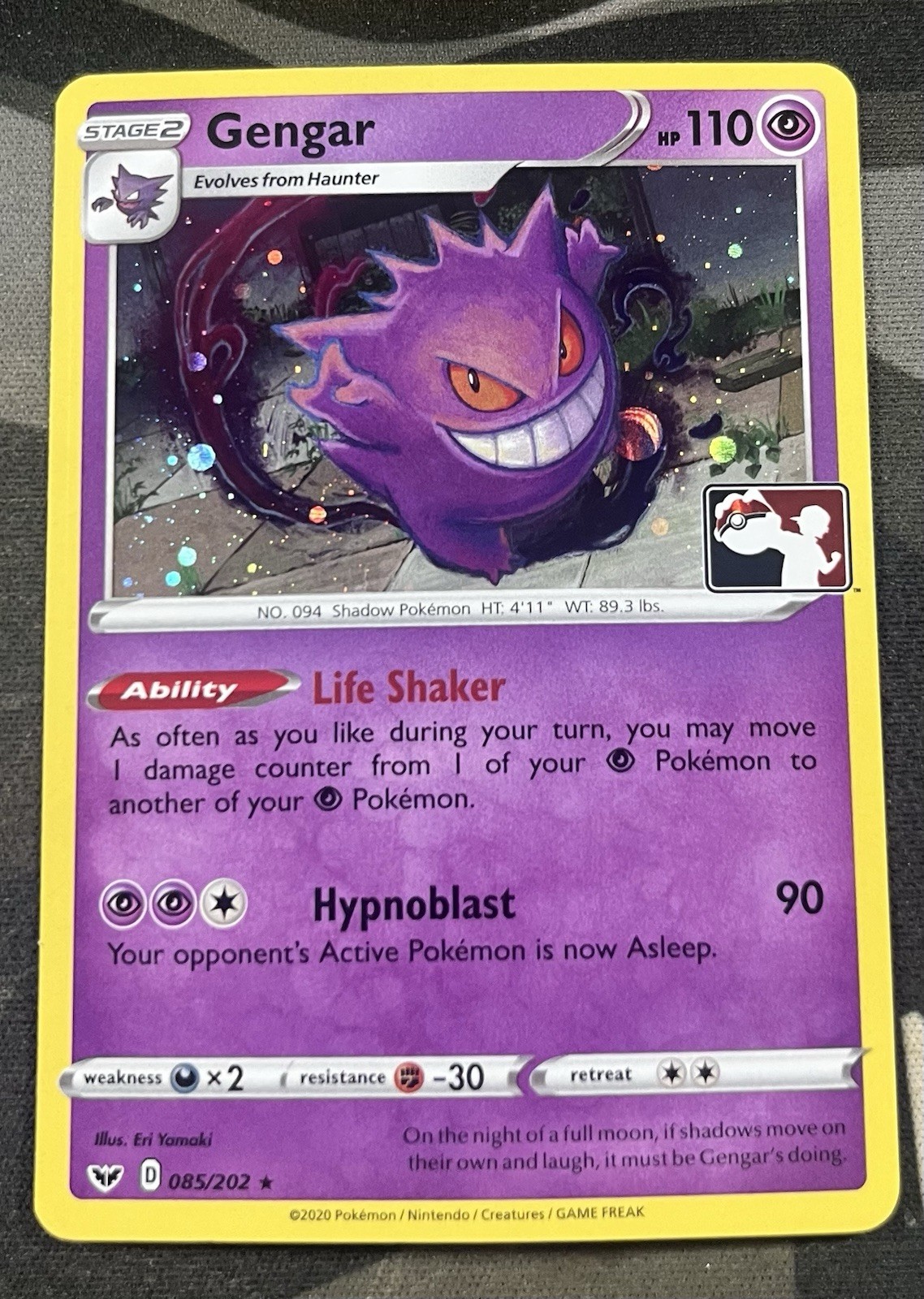 Pokemon TCG Gengar Cosmos Holo Play Stamped (Library Exclusive) NM - 085/202