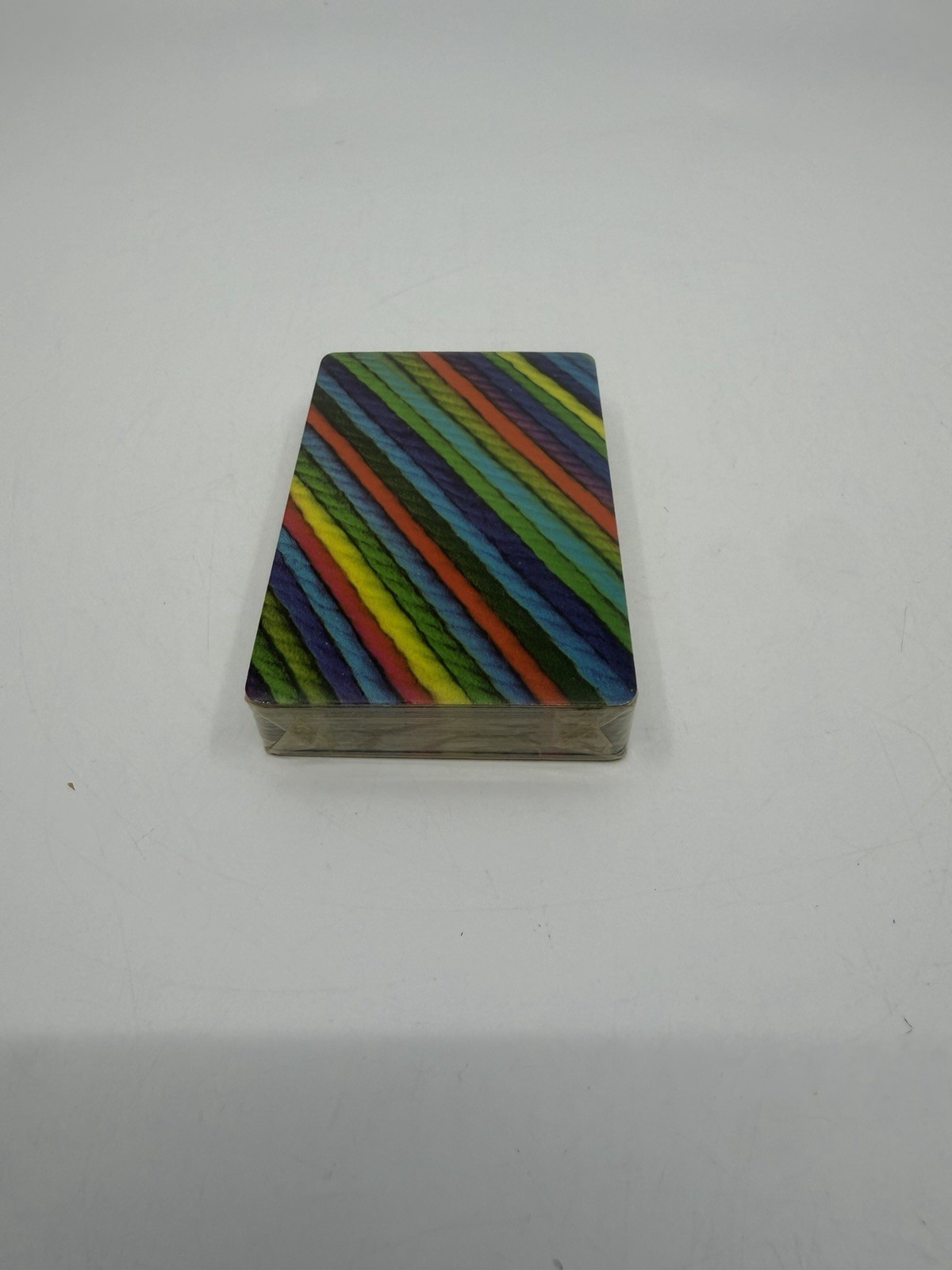 NOS Vintage 1970s Mod Rainbow Yarn-Print Playing Cards Sealed