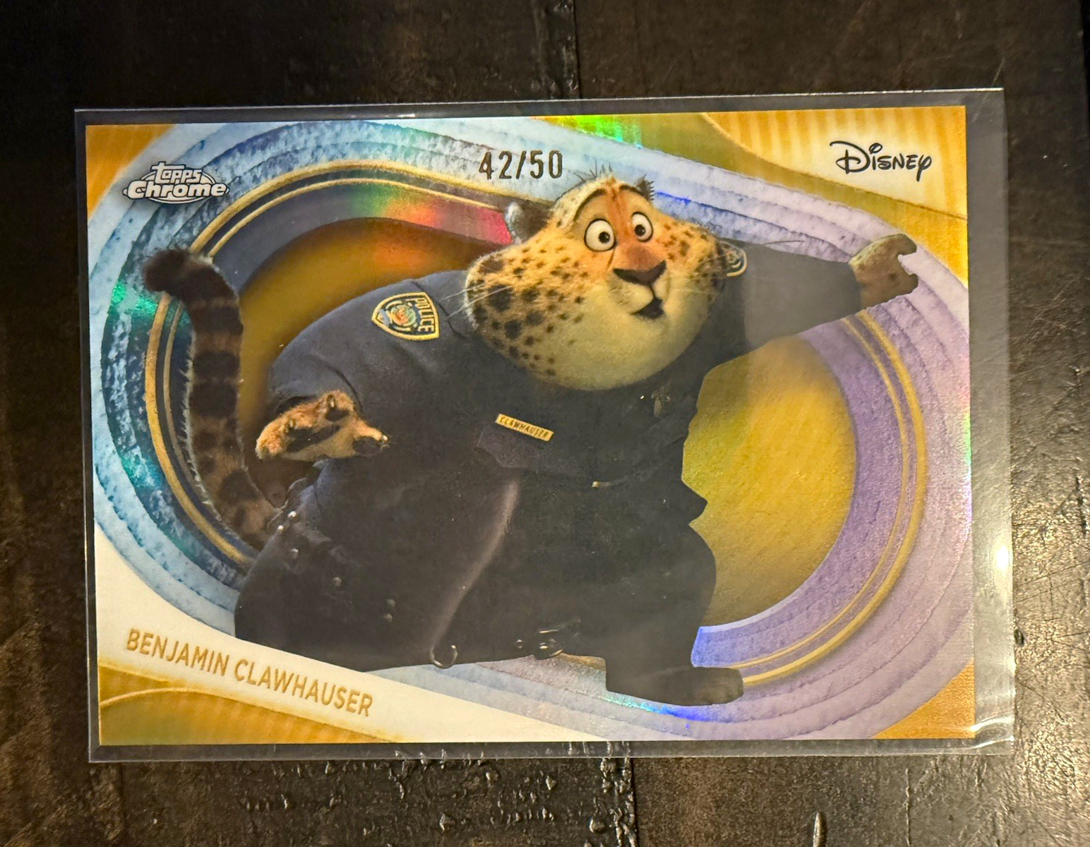 2025 Topps Chrome Disney Benjamin Clawhauser Gold Refractor 42/50 #169 Zootopia