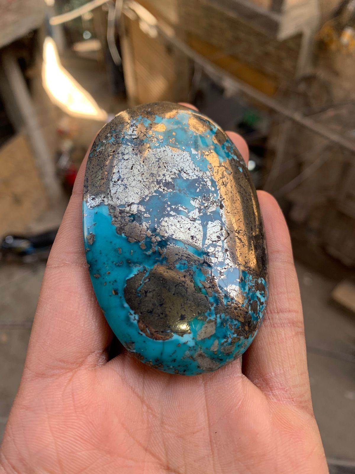 Beautiful Unique 117g Turquoise(Feroza) & Pyrite gemstone Beautiful Unique 117g Turquoise(Feroza) & Pyrite gemstone