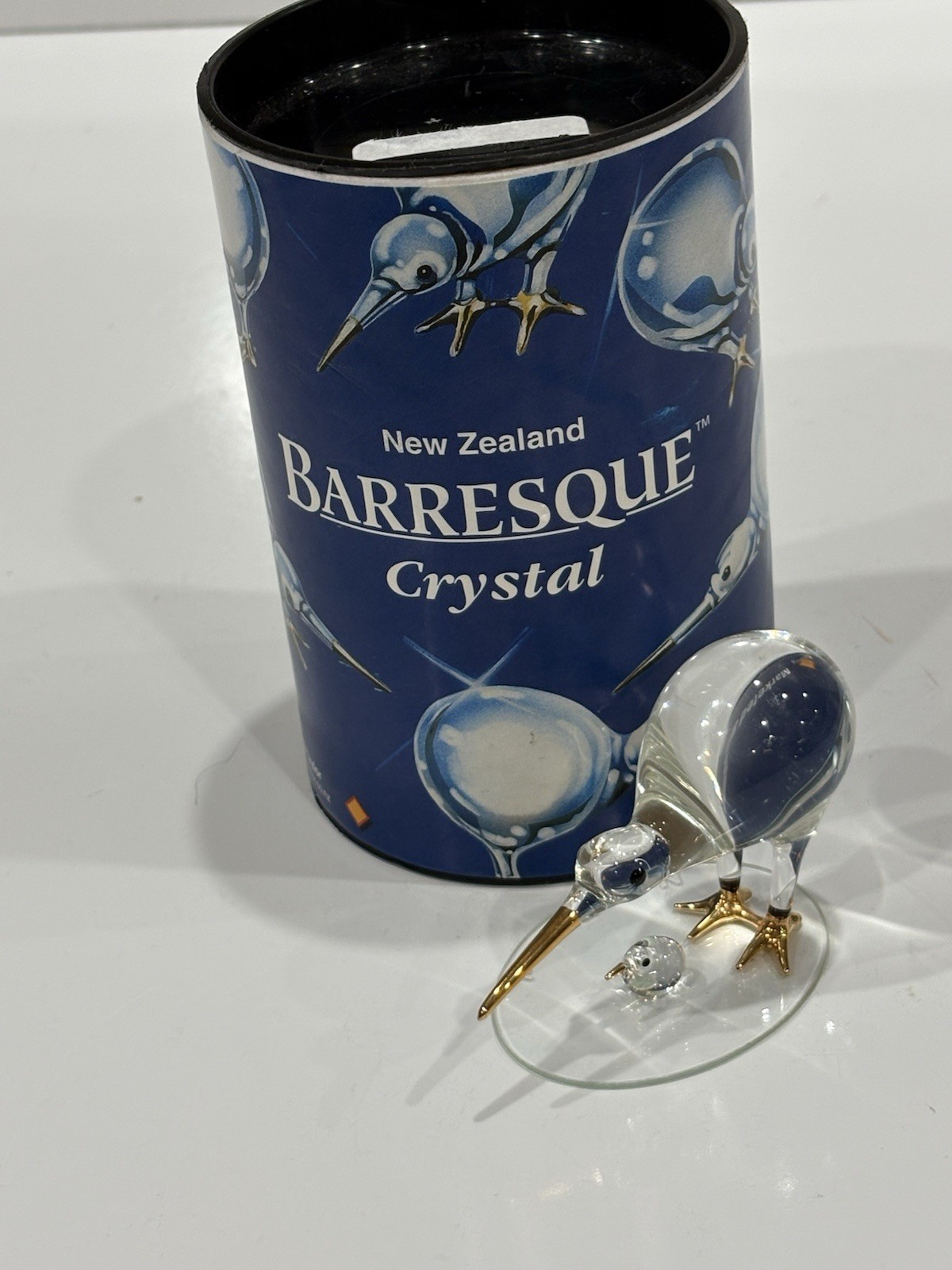 Vtg Barresque New Zealand KIWI Bird With Baby, W.B. Taylor In Crystal & 24k Gold Vtg Barresque New Zealand KIWI Bird With Baby, W.B. Taylor In Crystal & 24k Gold