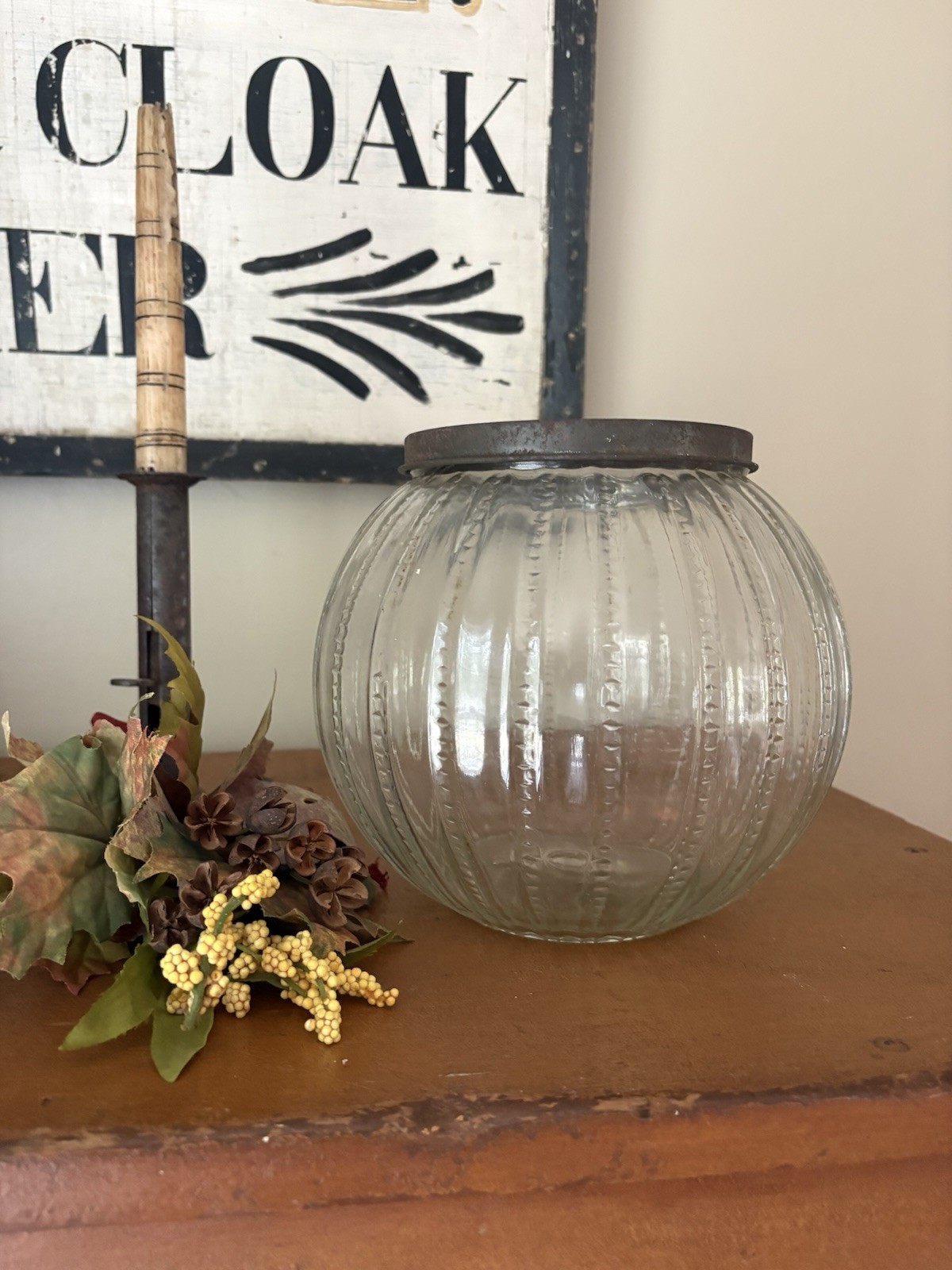 Antique Round Glass Hoosier Cabinet Sugar Jar Zipper Pattern - Pat Apr 1, 1924 Antique Round Glass Hoosier Cabinet Sugar Jar Zipper Pattern - Pat Apr 1, 1924
