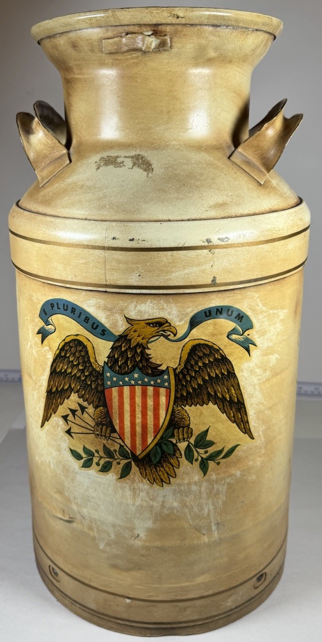 Antique Kohler Milk Metal Jug American Eagle Art Patriotic 10 Gal READ 20” Tall
