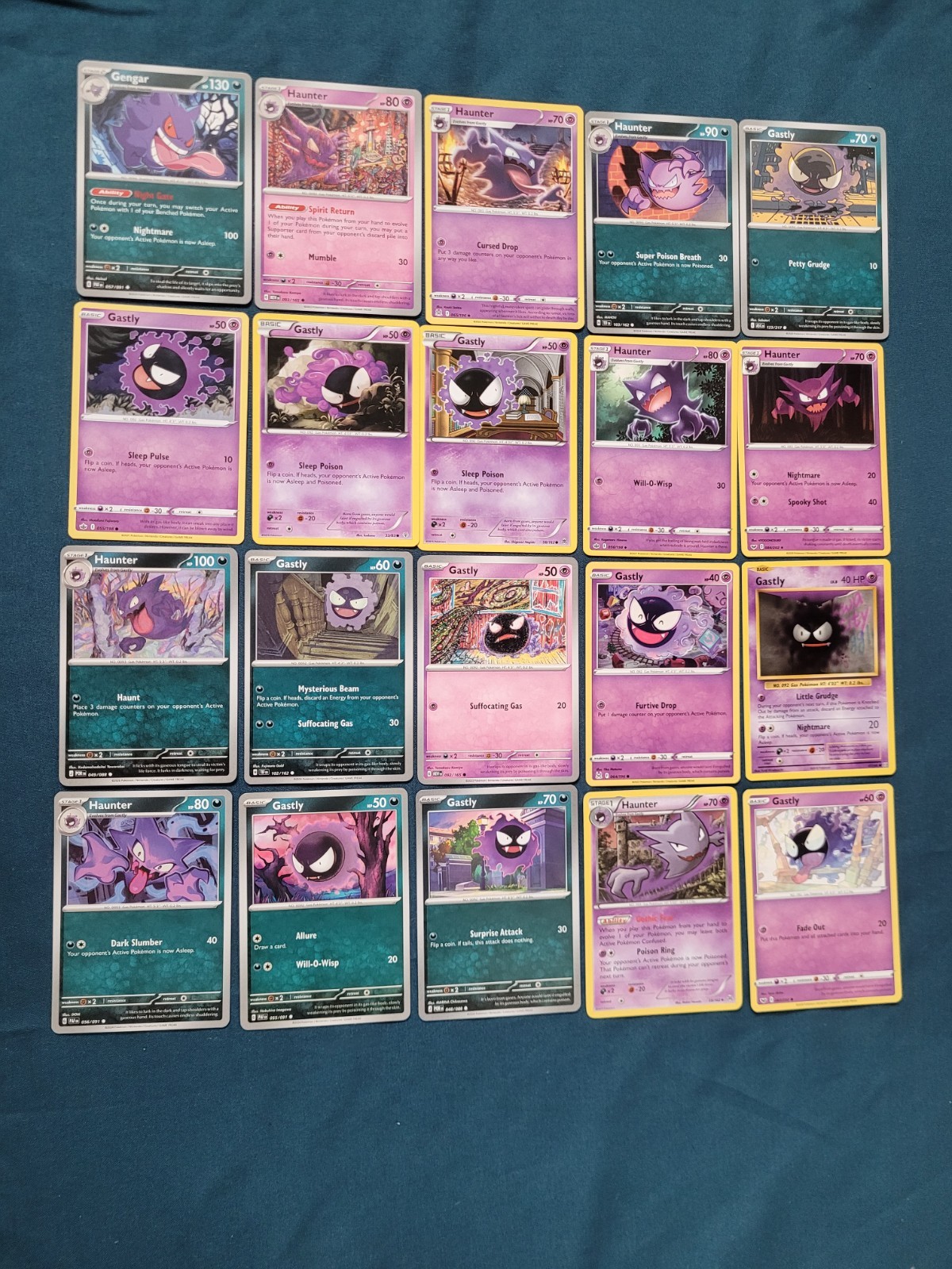 Pokemon TCG Gastly, Haunter & Gengar Bundle X20 Unique Cards Mixed Sets