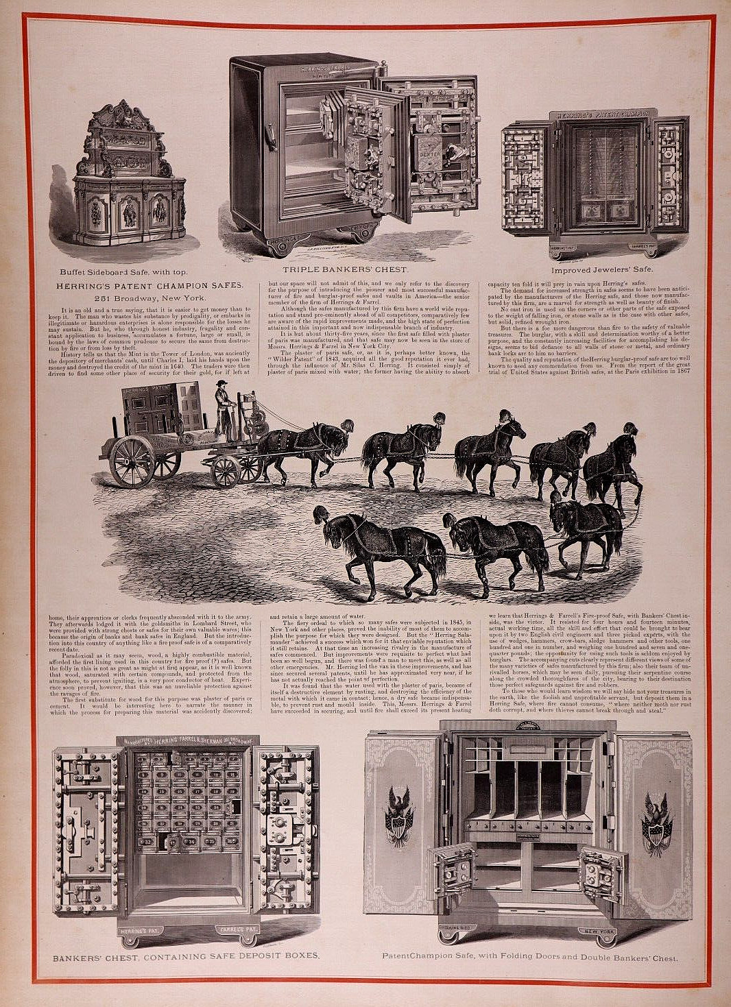 1875 Illustrated Print ~ HERRING\'S PATENT CHAMPION SAFES, NEW YORK (18x28)-#49 1875 Illustrated Print ~ HERRING\'S PATENT CHAMPION SAFES, NEW YORK (18x28)-#49