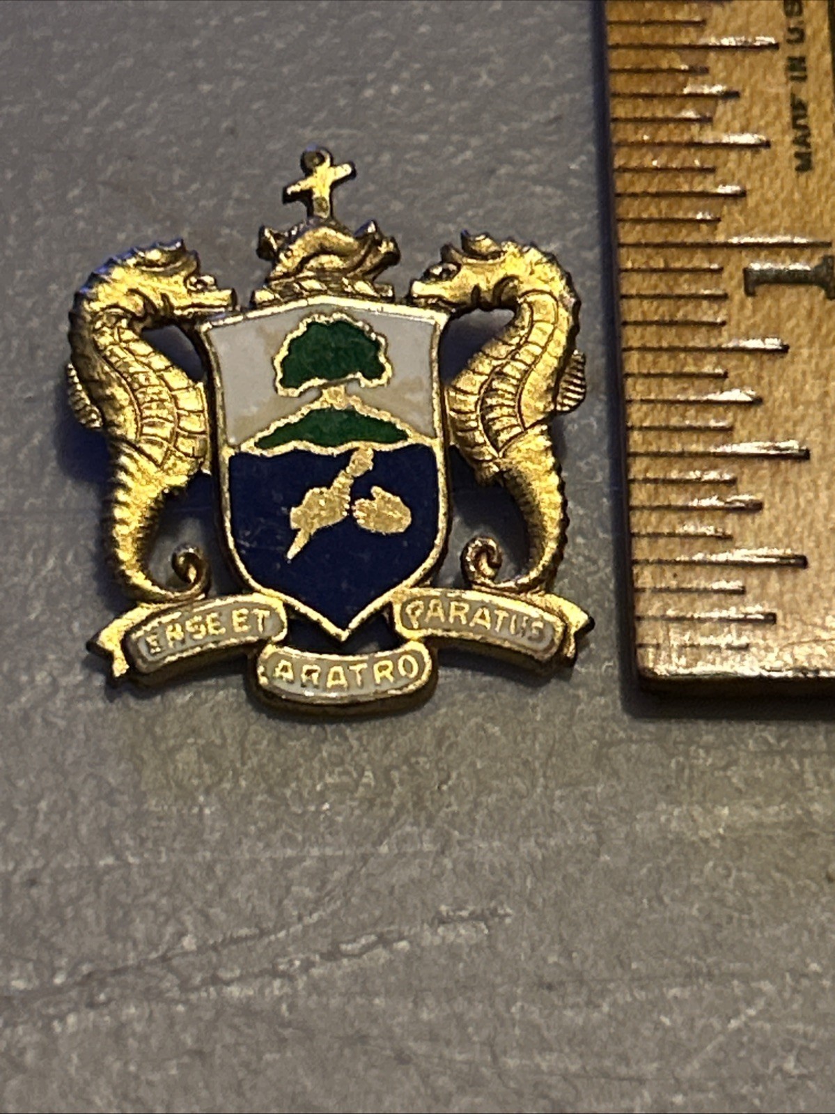 WW2 US Navy Submarine School Sterling Enameled D.I. Crest  Rare Pin