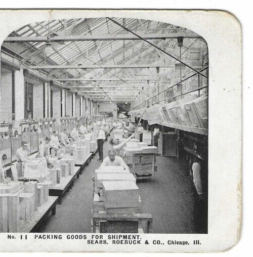 Packing Goods For Shipment, Sears, Roebuck & Co., Chicago. Illinois, Stereoview Packing Goods For Shipment, Sears, Roebuck & Co., Chicago. Illinois, Stereoview