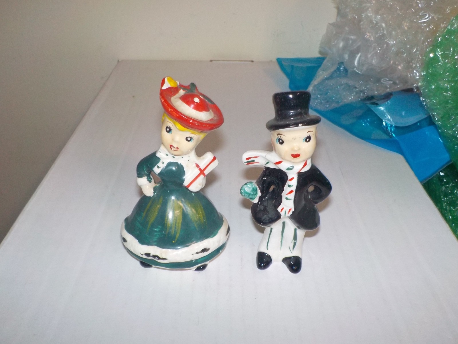 Vintage 1950s Kreiss Ceramic Early 1900\'s Couple Salt & Pepper Shakers Set