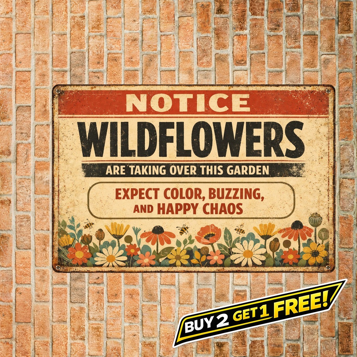 Hippie Warning Sign Vintage Retro Metal Tin Wall Decor 8x12