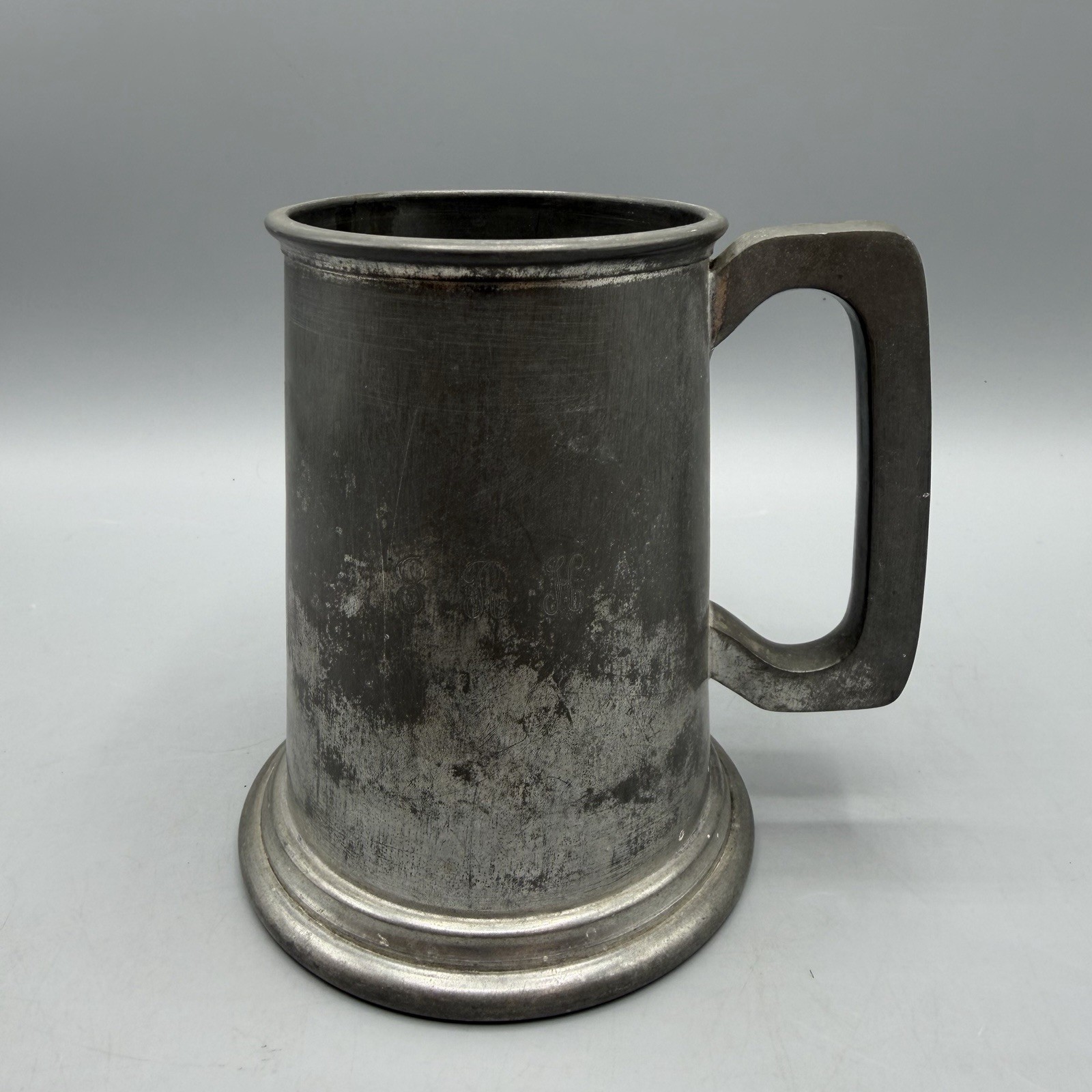 Vintage Elyte English Pewter Tankard Mug Glass Bottom Made in England Hallmarked