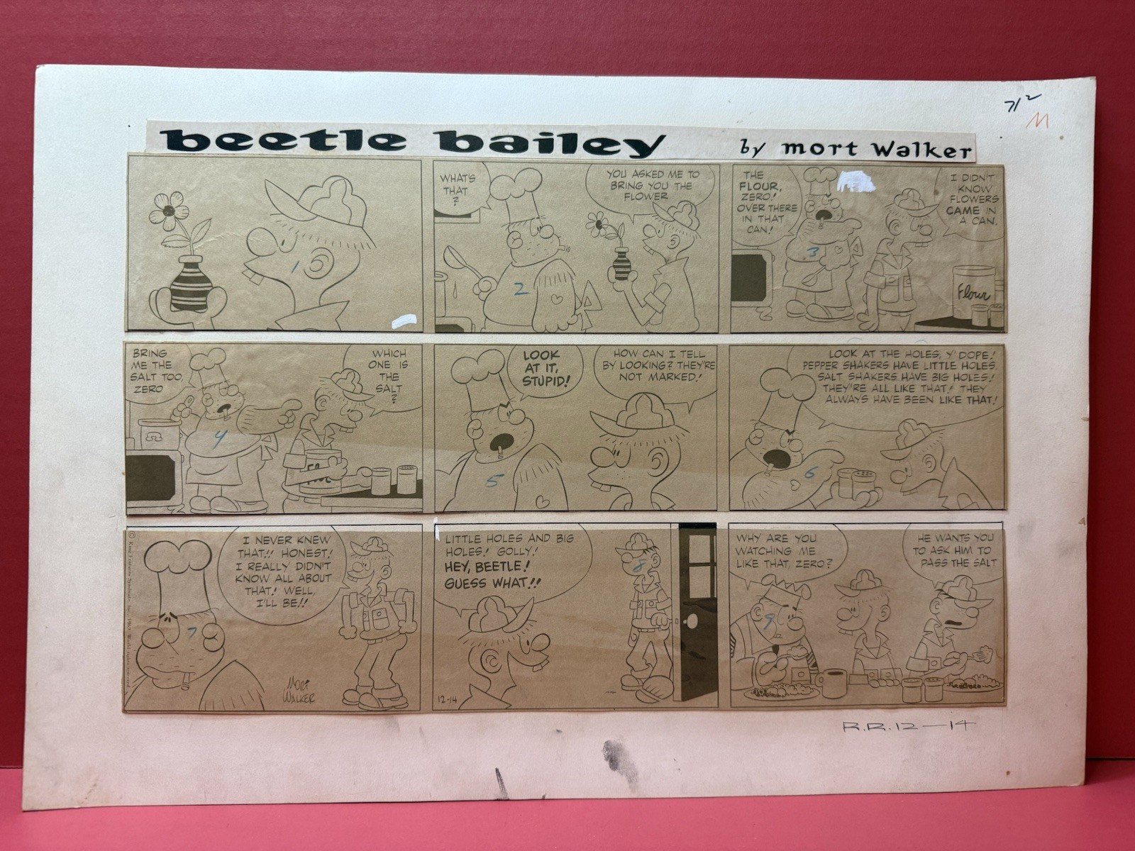 Beetle Bailey Sunday Comic By Mort Walker Original Mat Proof Sheet 1969 Rare Beetle Bailey Sunday Comic By Mort Walker Original Mat Proof Sheet 1969 Rare