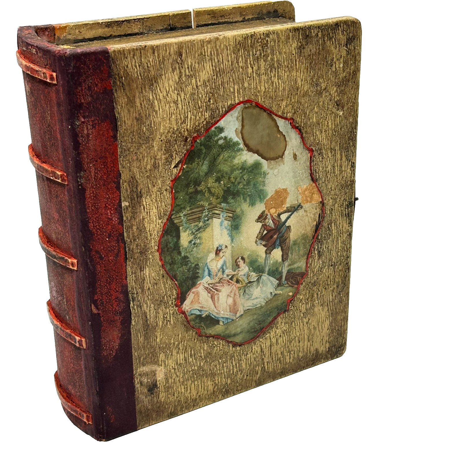 Vintage Hand Painted Victorian Antique Hollow Wood Book Safe Box Hideaway Hidden Vintage Hand Painted Victorian Antique Hollow Wood Book Safe Box Hideaway Hidden