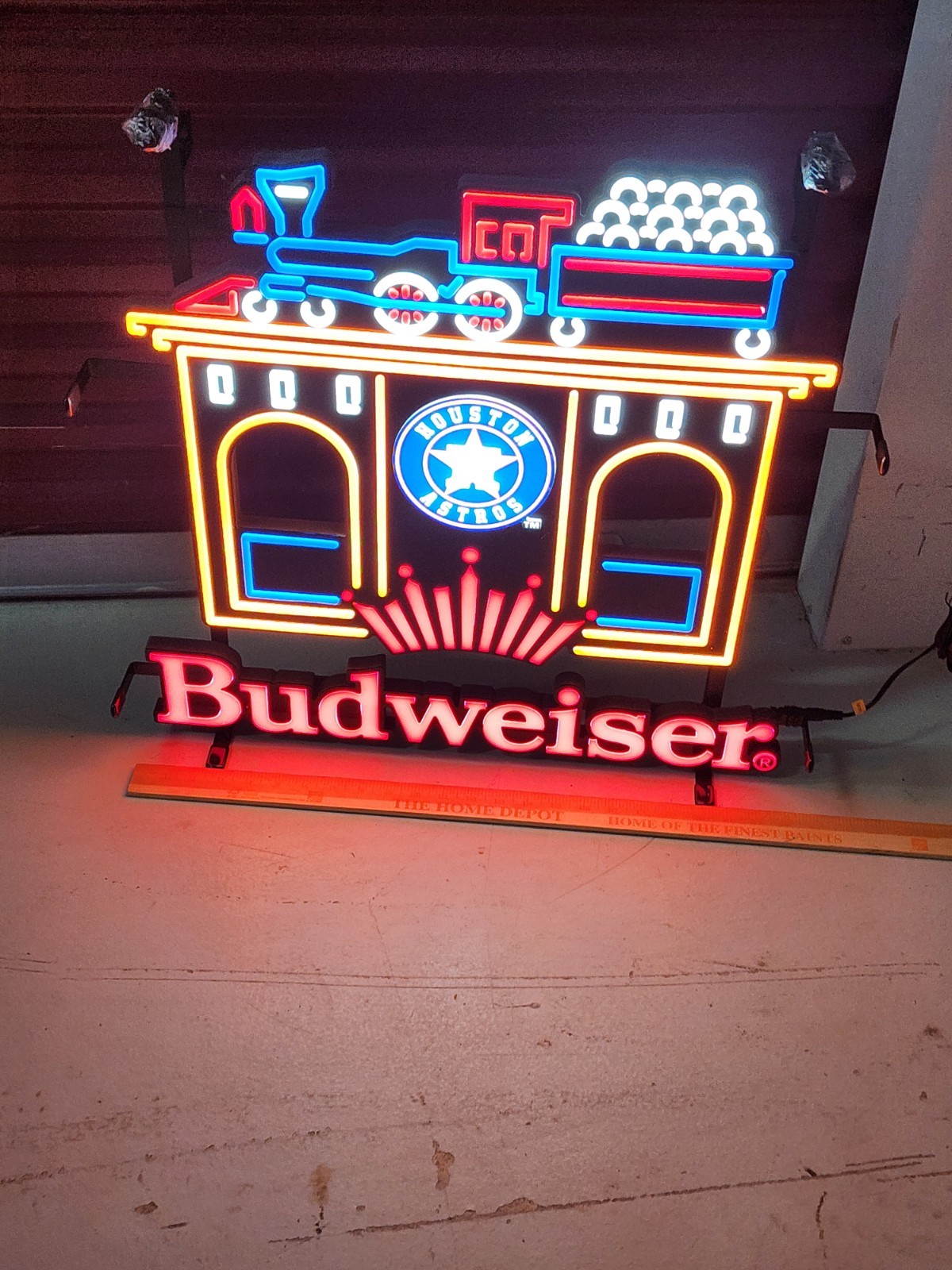 Budweiser Beer Houston Astros Train Baseball Mlb 24x24 Led Light Sign New 