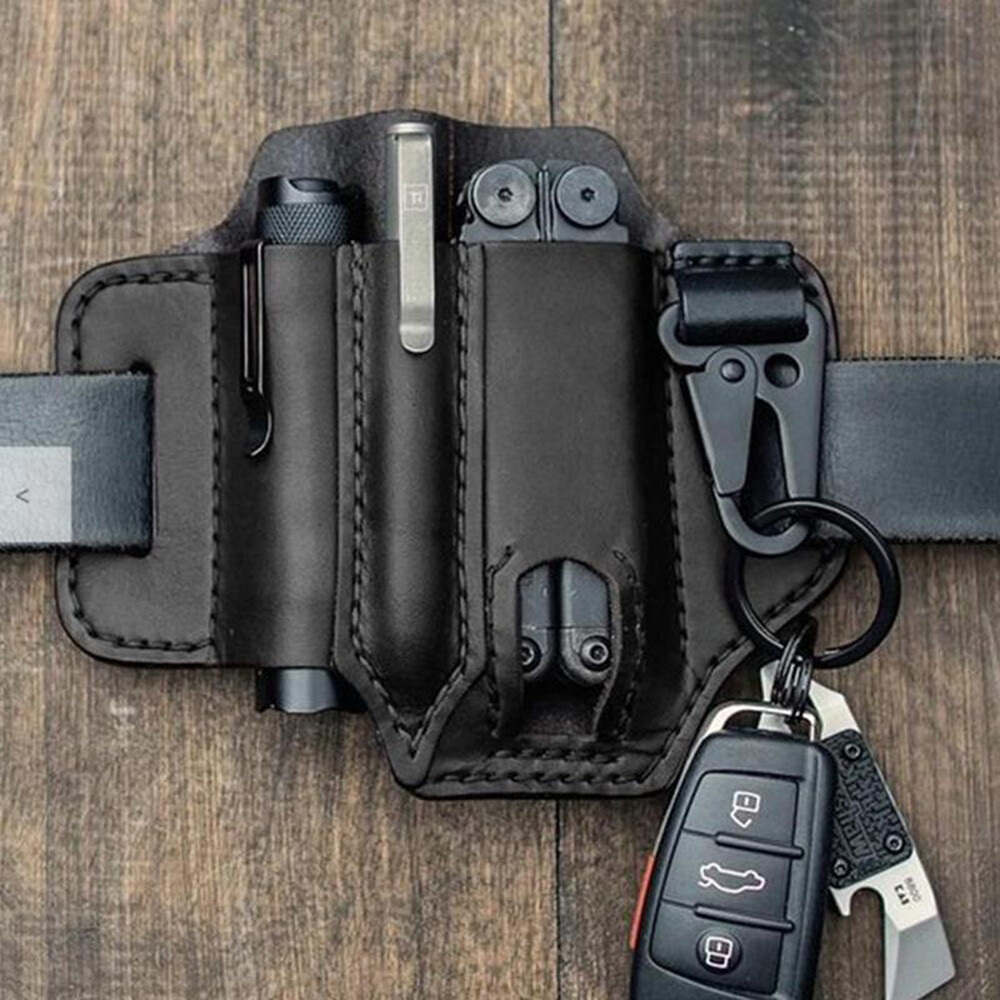 EDC Leather Sheath For Knife Belt Flashlight Holster Multitools Organizer US NEW EDC Leather Sheath For Knife Belt Flashlight Holster Multitools Organizer US NEW