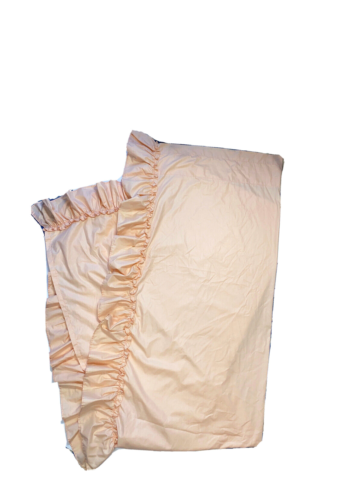 2 Vintage 60s Peach Handmade Drapes Curtains 92 Long Sewn Orange Pink Ruffle