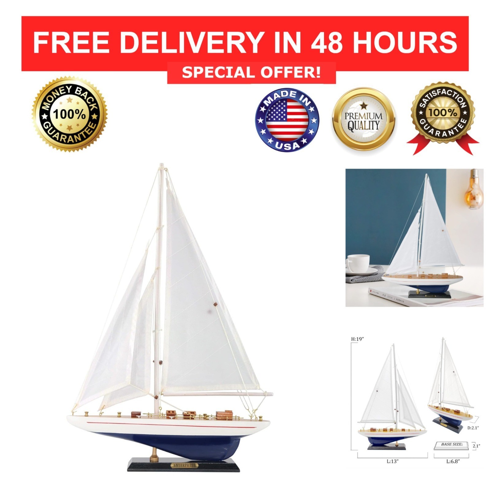 NAUTIMALL Wooden Sailboat Model 19\ NAUTIMALL Wooden Sailboat Model 19\