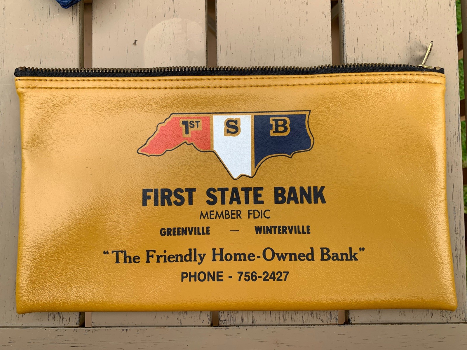 FIRST STATE BANK- Greenville & Winterville NC- Zippered Bank  Pouch  