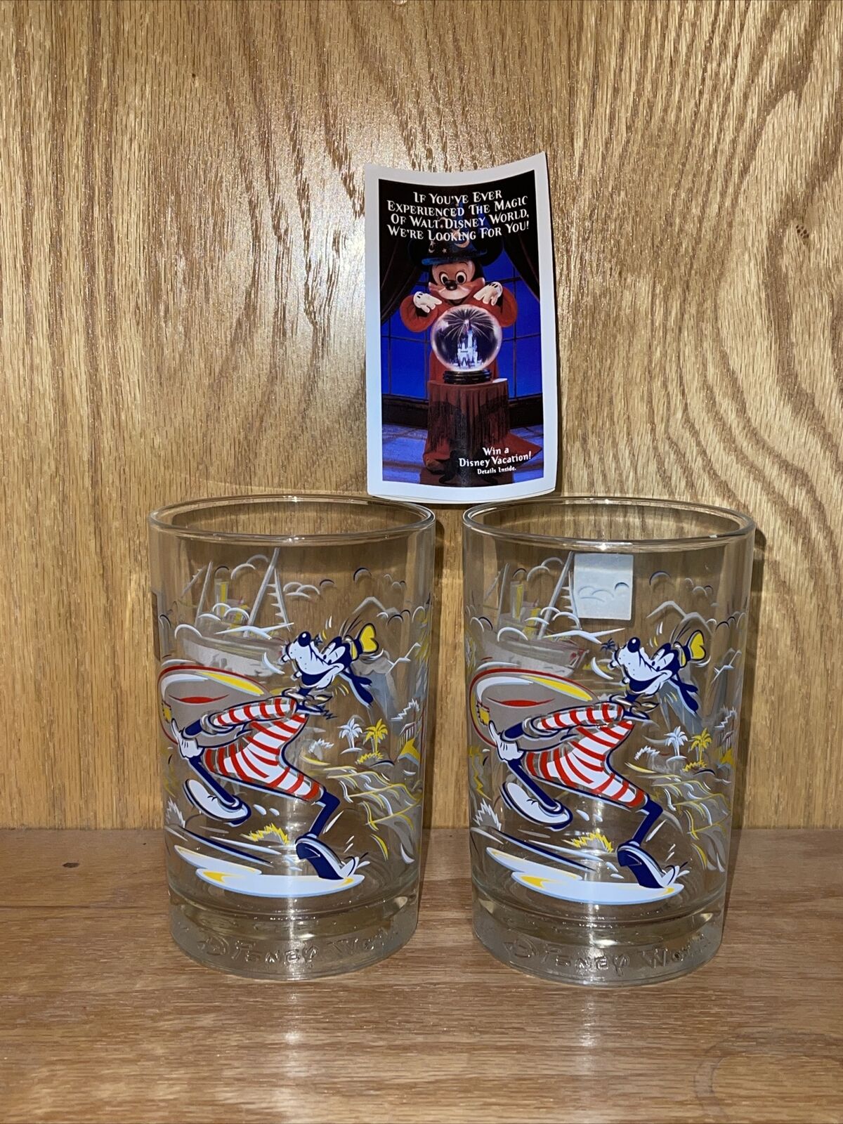 2 Walt Disney World Goofy Blizzard Beach  Glass Cup McDonalds Promotion