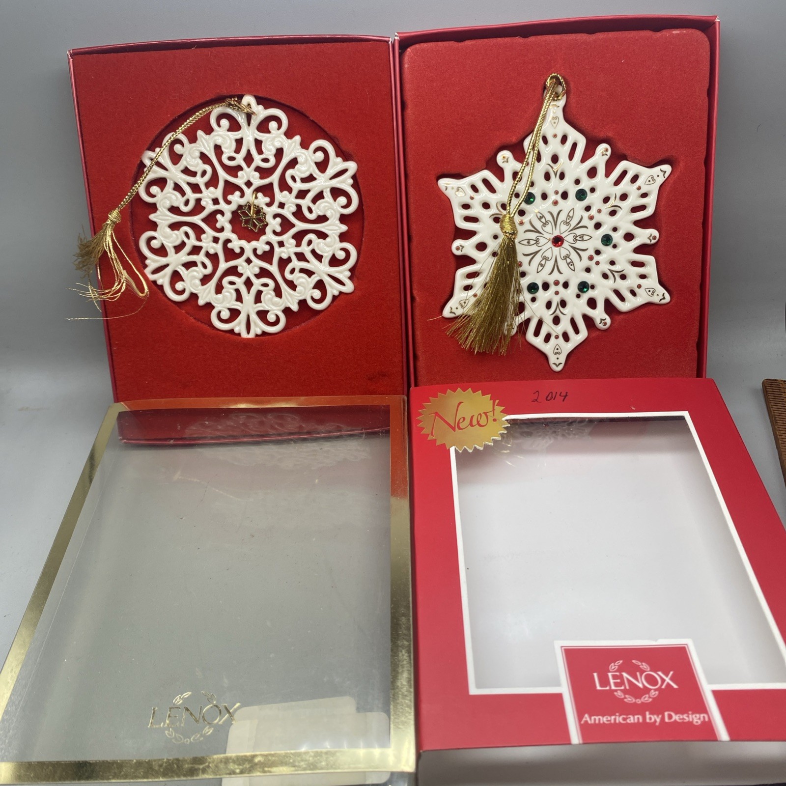 Lenox Snow Fantasies Snowflake Ornament - 1999 And 2014 Lot Of 2