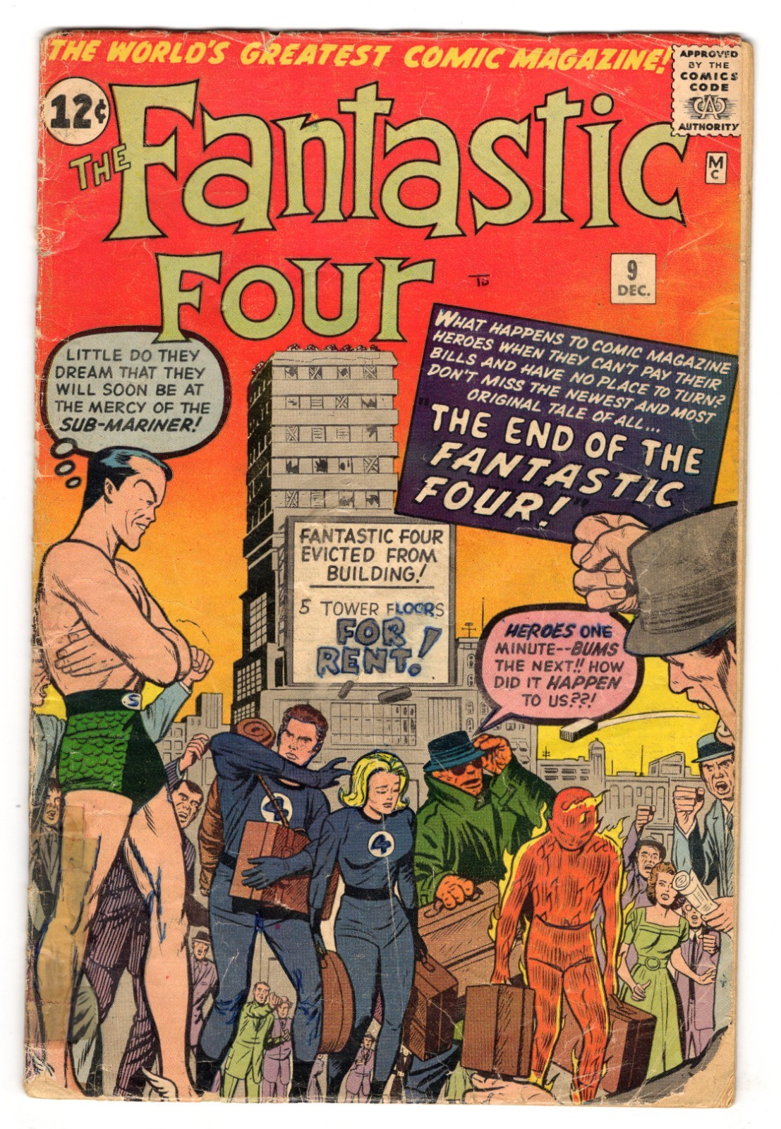 Fantastic Four 9 1962 Marvel Comics G- 1.8 3rd App SA Sub-Mariner Mr. Fantastic