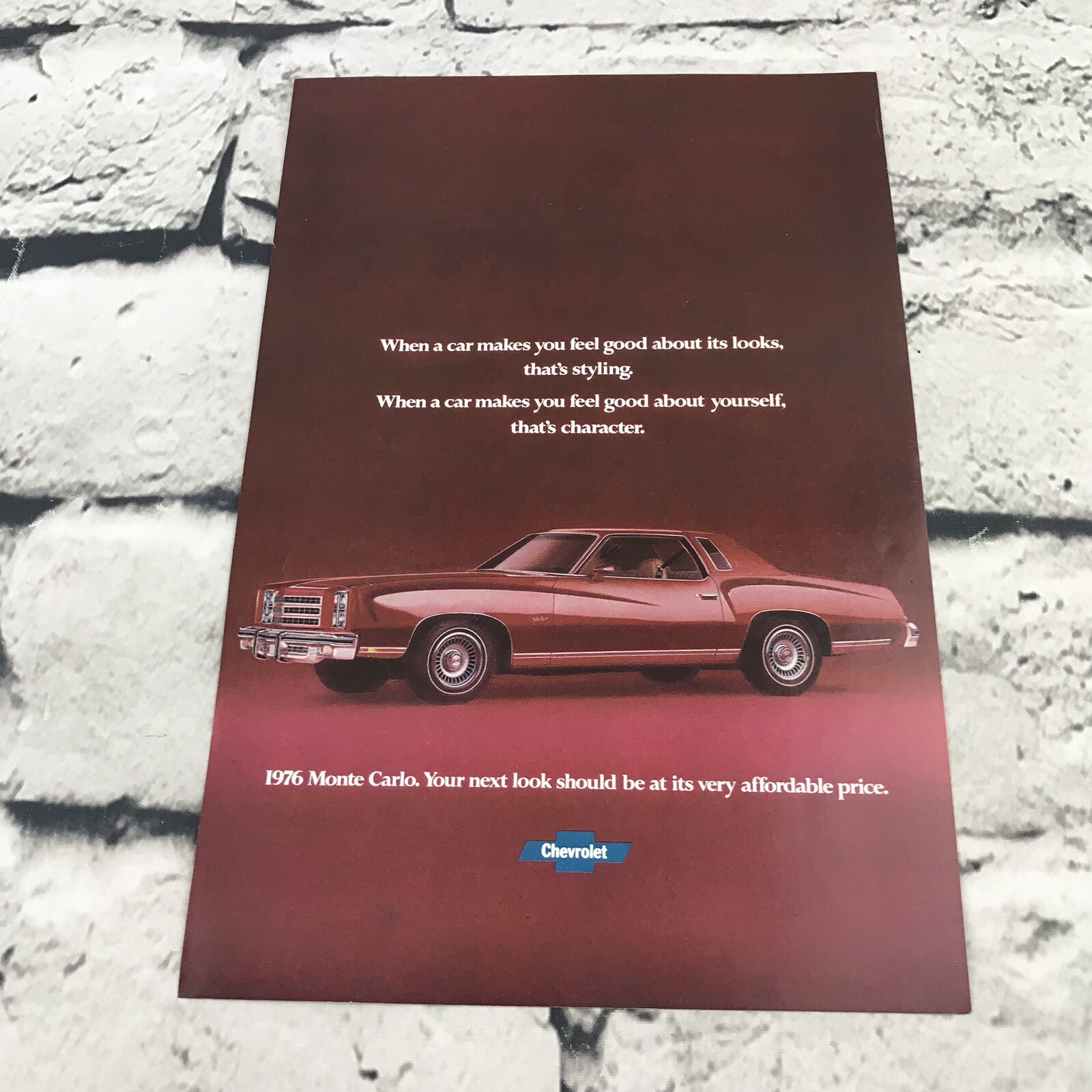 Vtg 1976 Monte Carlo Chevrolet Automobile Print Ad Advertising Art