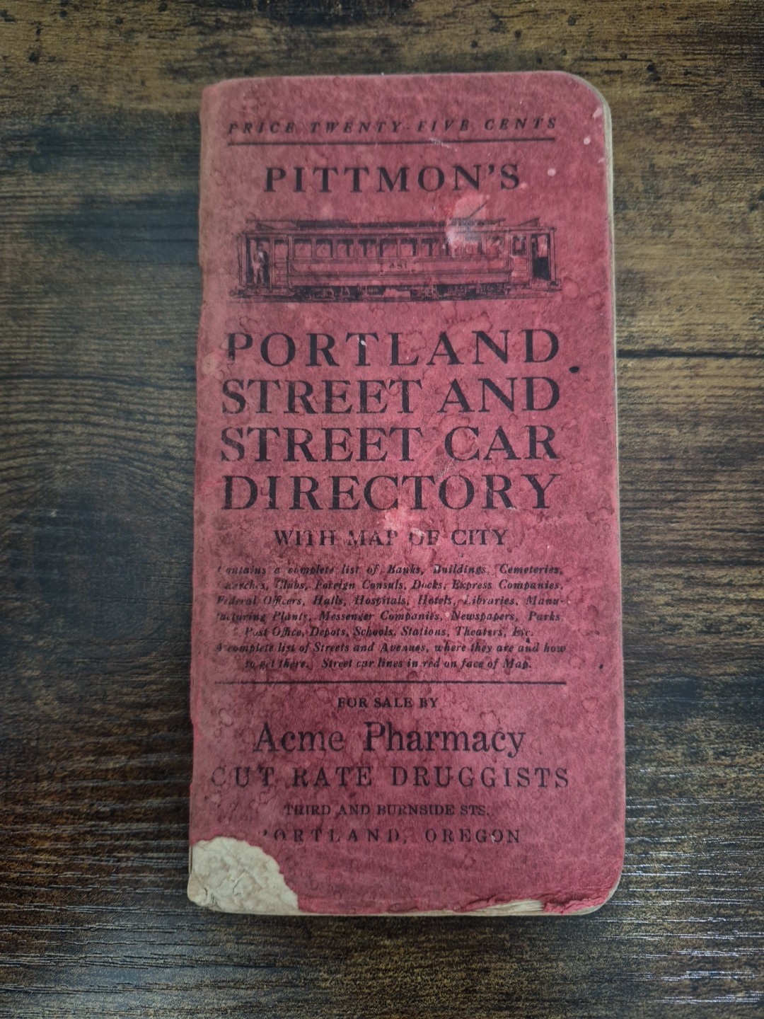 Vintage 1920s Pittmons Portland Streetcar Directory Acme Pharmacy Oregon No Map Vintage 1920s Pittmons Portland Streetcar Directory Acme Pharmacy Oregon No Map