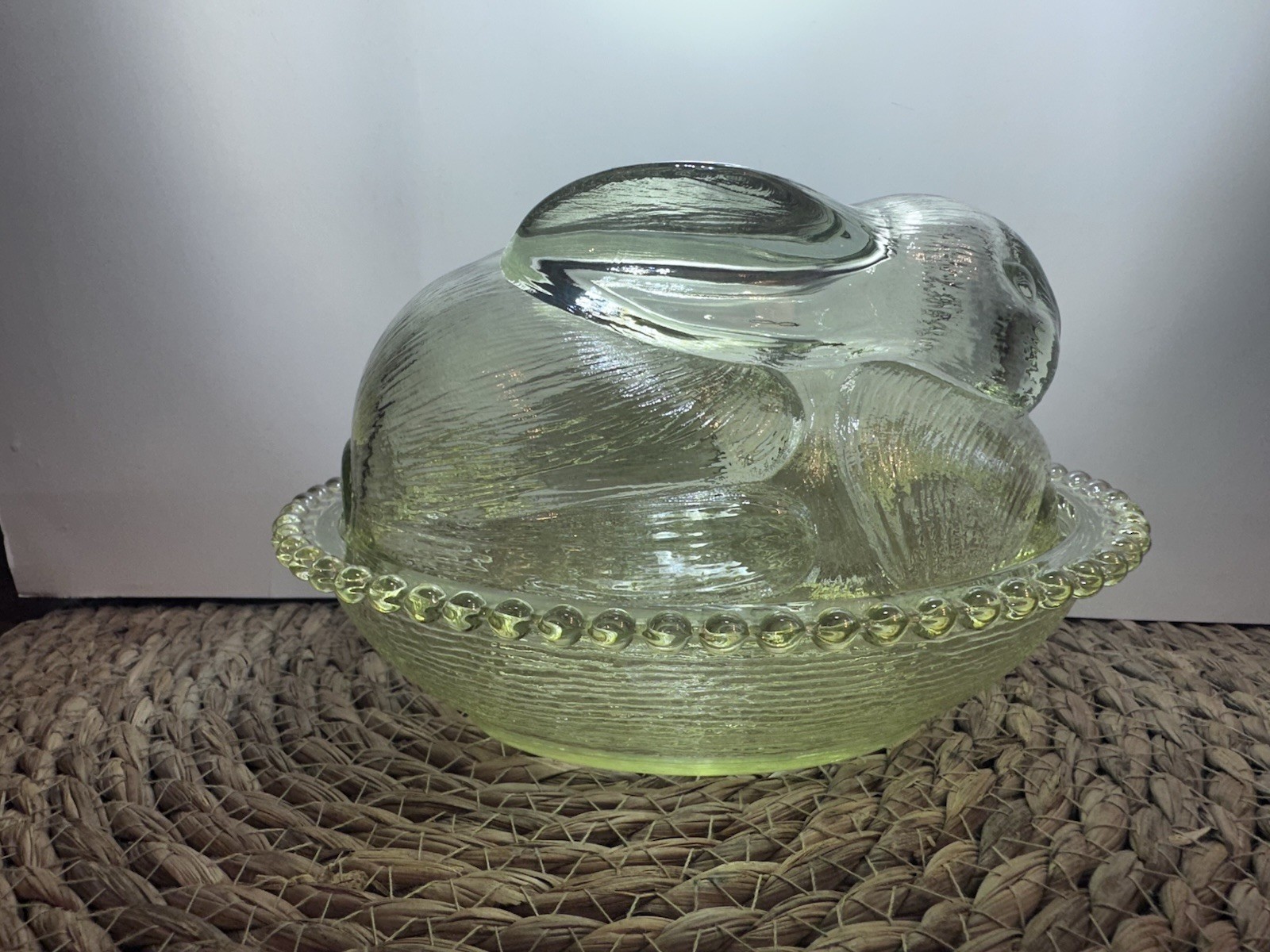 Tiara Yellow Indiana Glass Bunny On Nest