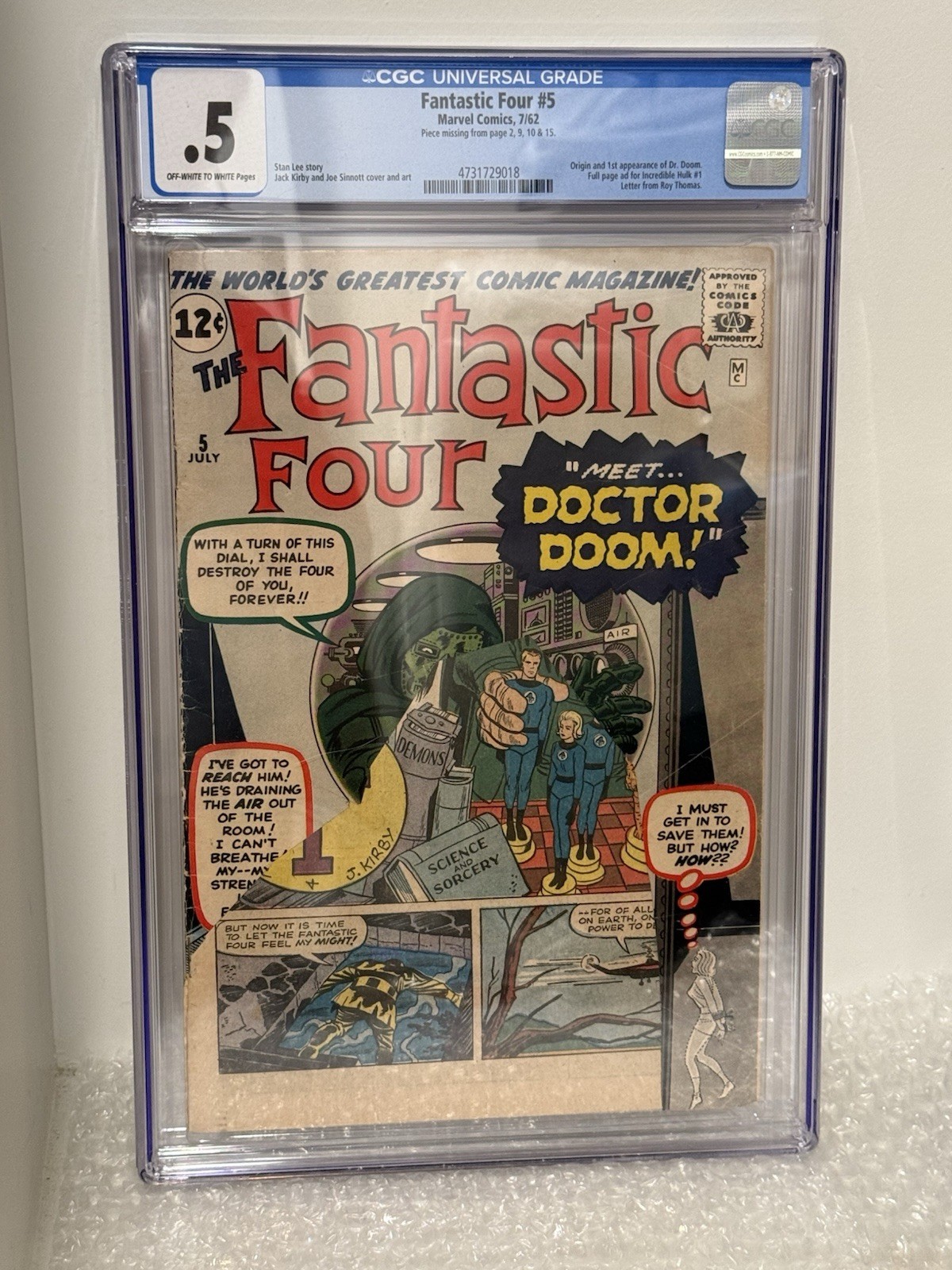 Fantastic Four 5 CGC .5 Origin & 1st App of Dr. Doom 1962 Doctor Doom Fantastic Four 5 CGC .5 Origin & 1st App of Dr. Doom 1962 Doctor Doom