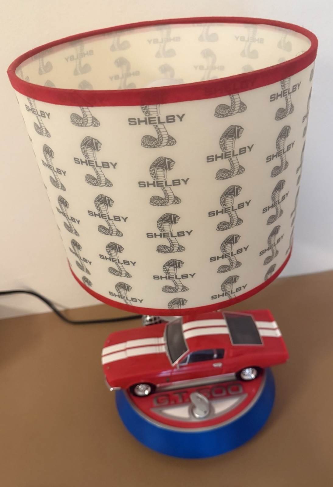 VINTAGE King America Ford Mustang Shelby GT500 Table Lamp Cobra Shade No Sound