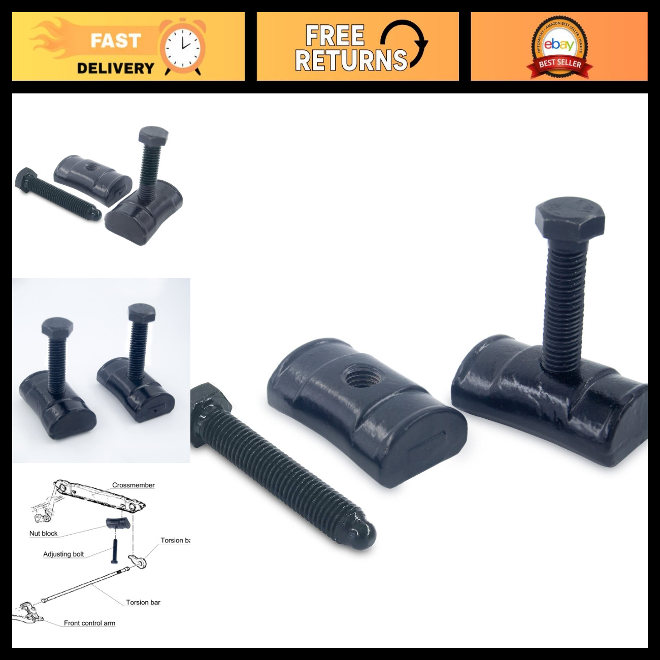 Torsion Bar Key Adjustment Block Nuts & Bolts for Chevy Silverado Tahoe Blazer S Torsion Bar Key Adjustment Block Nuts & Bolts for Chevy Silverado Tahoe Blazer S
