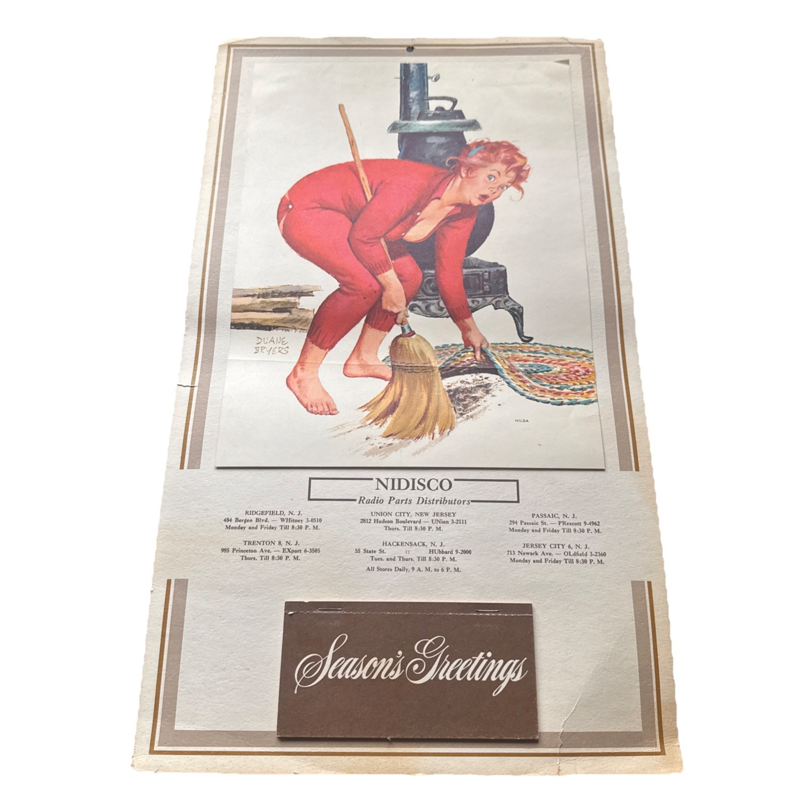 Vintage Duane Bryers Plus-Size Curvy Pin-Up Pinup Girl Art Calendar Hilda 1967
