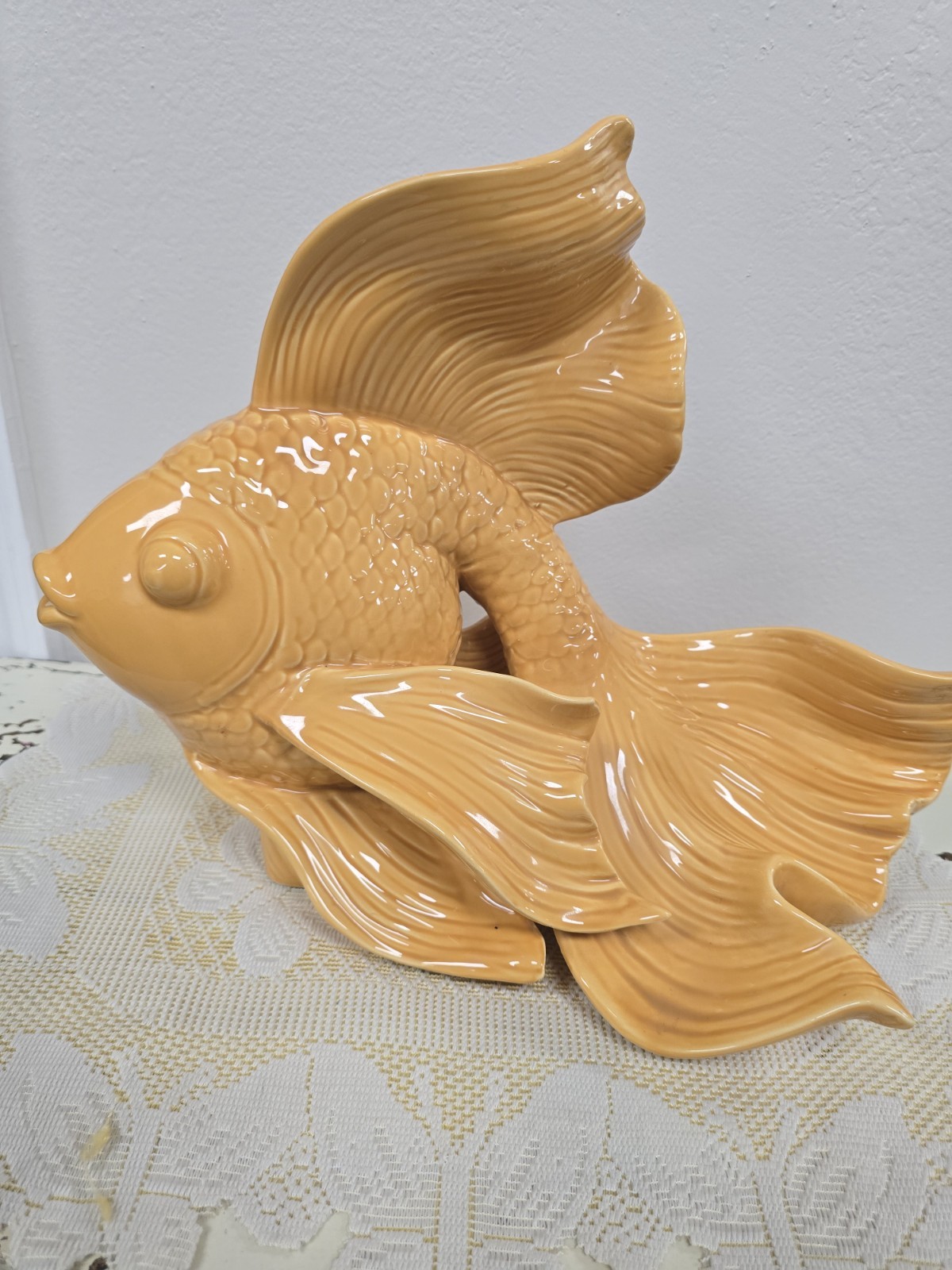 Large VTG Ceramic Yellow Fish. Approximately 12\