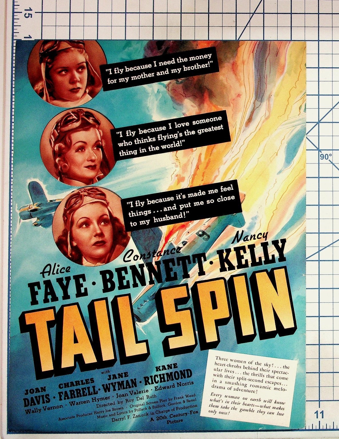 Tail Spin 1939 Movie Poster Alice Faye Constance Bennett Nancy Kelly Flying Film Tail Spin 1939 Movie Poster Alice Faye Constance Bennett Nancy Kelly Flying Film