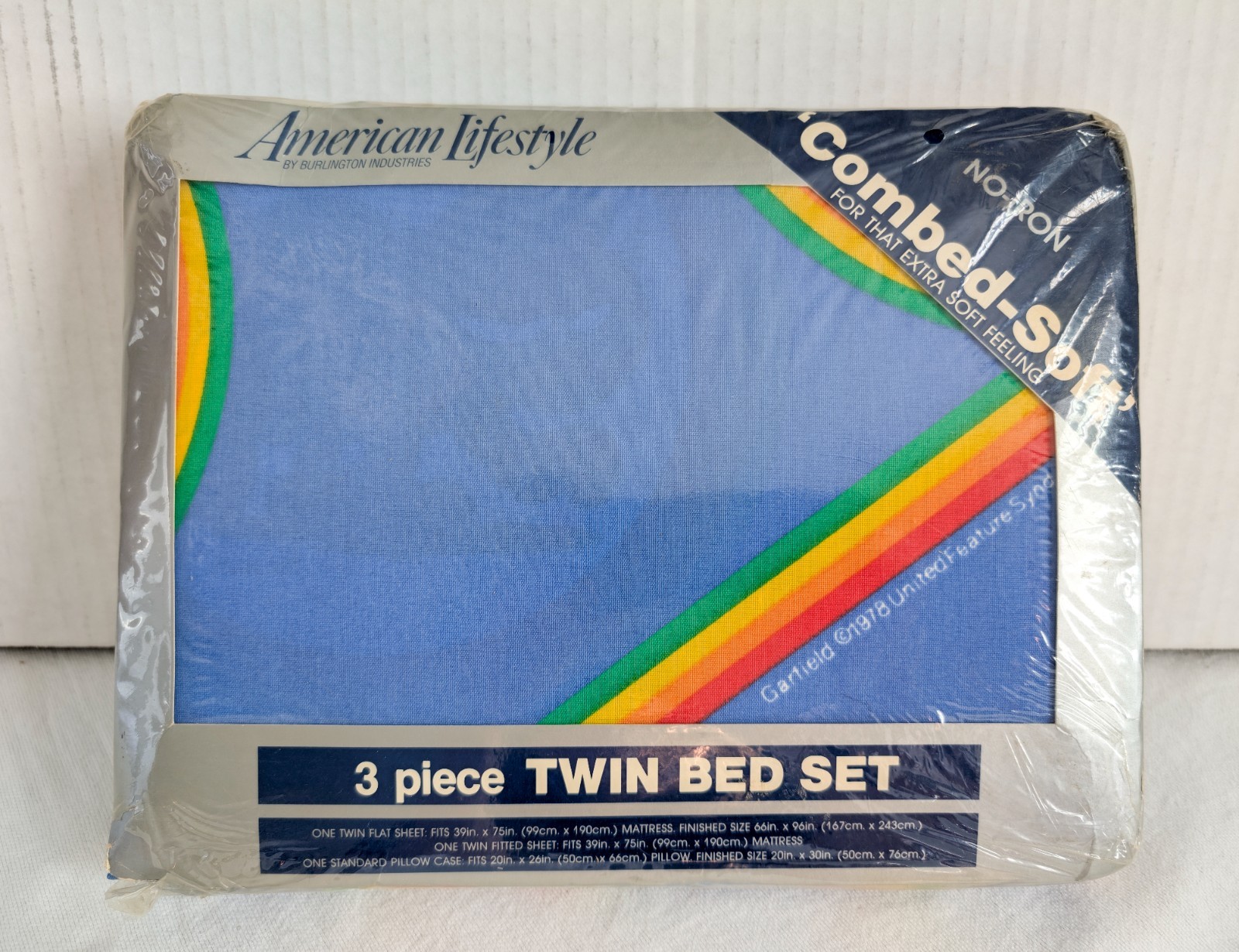Vintage 1978 Garfield 3 Piece Twin Sheet Set NOS Sealed in Package